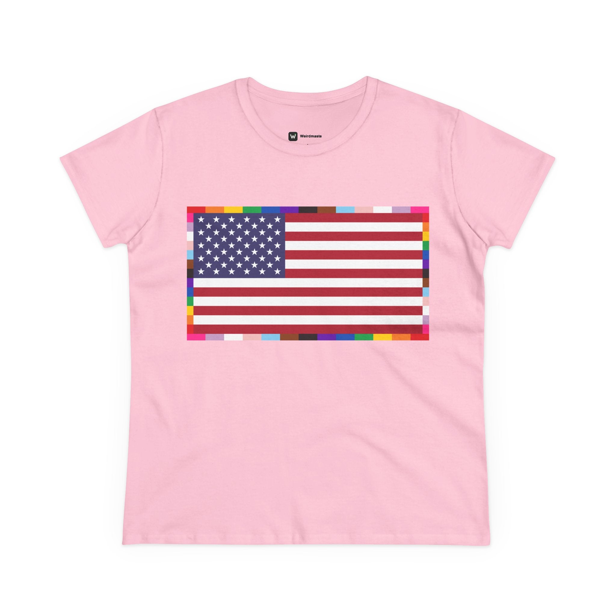 Women's American Unity Flag Tee | USA Flag T-Shirt, LGBTQ+ Pride Diversity Inclusion