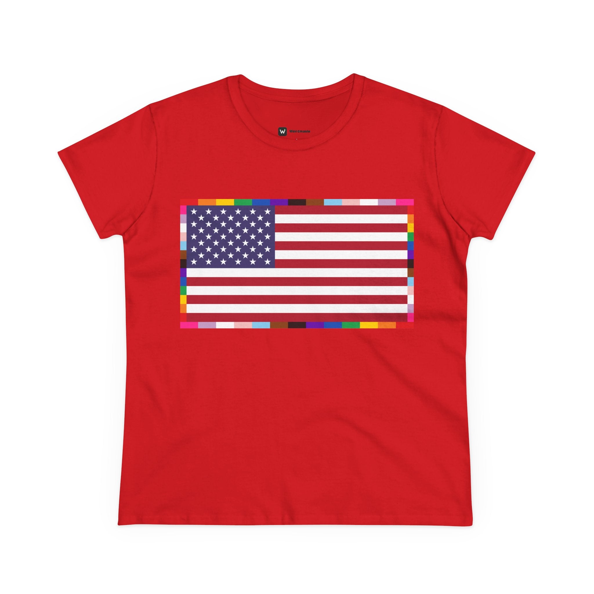 Women's American Unity Flag Tee | USA Flag T-Shirt, LGBTQ+ Pride Diversity Inclusion
