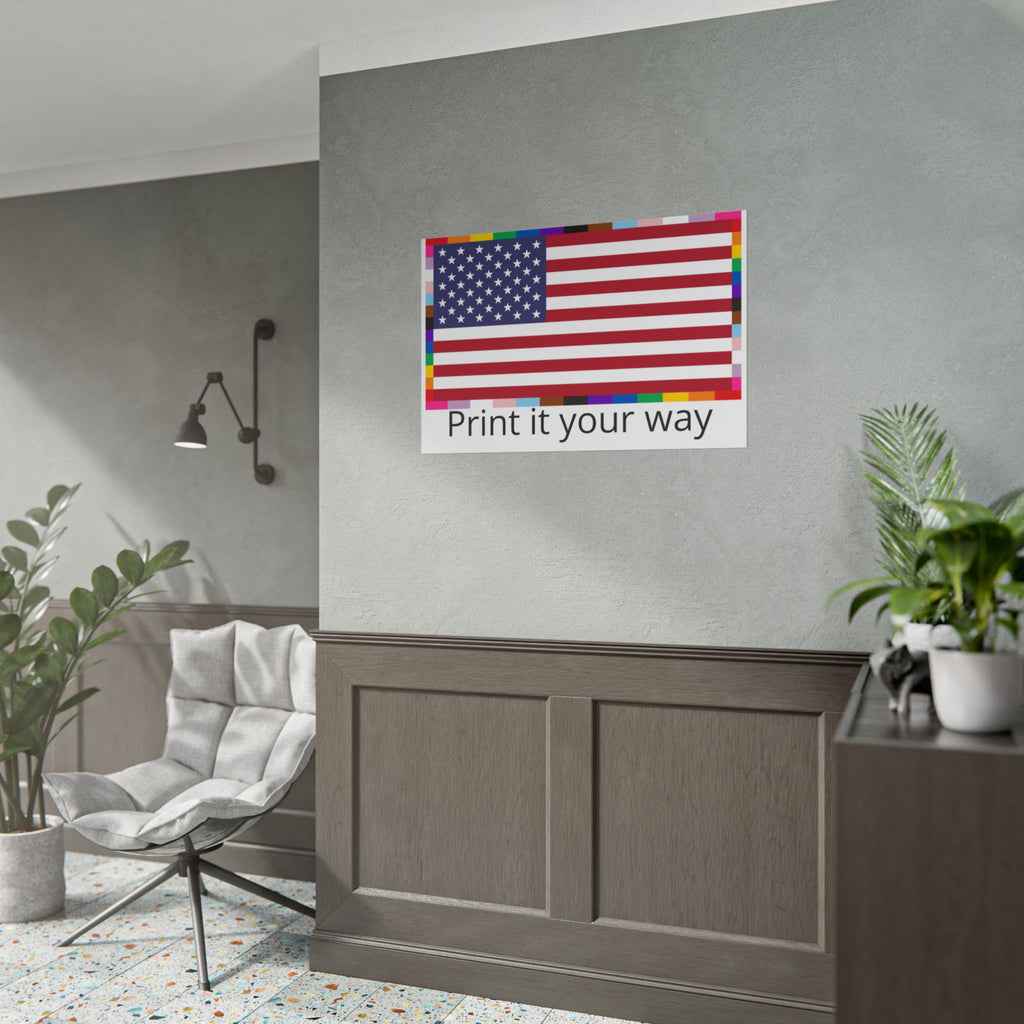Custom American Unity Flag Poster - | USA Patriotic LGBTQ+ Pride
