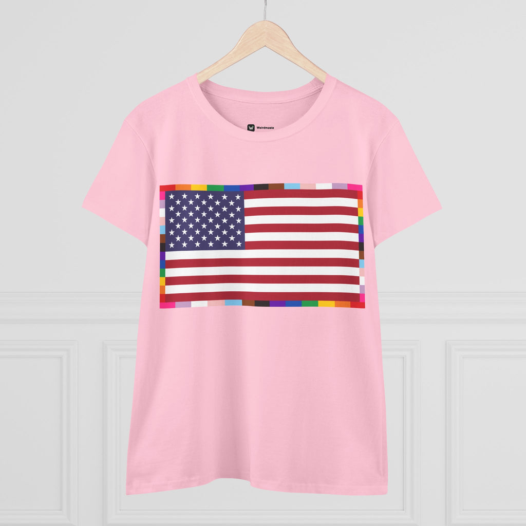 Women's American Unity Flag Tee | USA Flag T-Shirt, LGBTQ+ Pride Diversity Inclusion