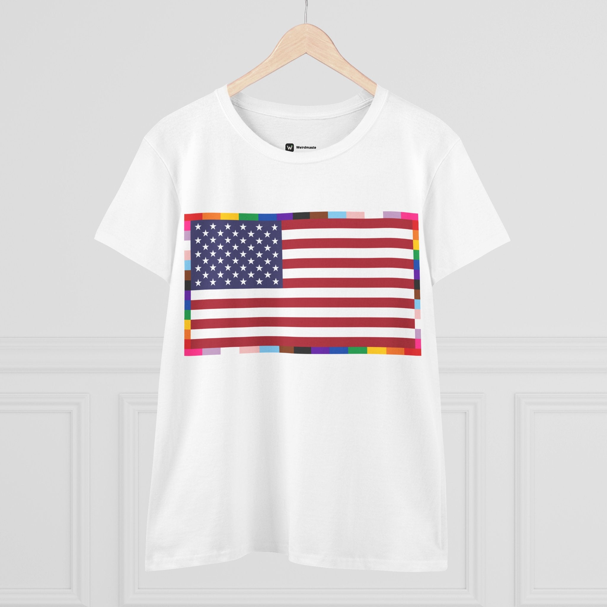 Women's American Unity Flag Tee | USA Flag T-Shirt, LGBTQ+ Pride Diversity Inclusion