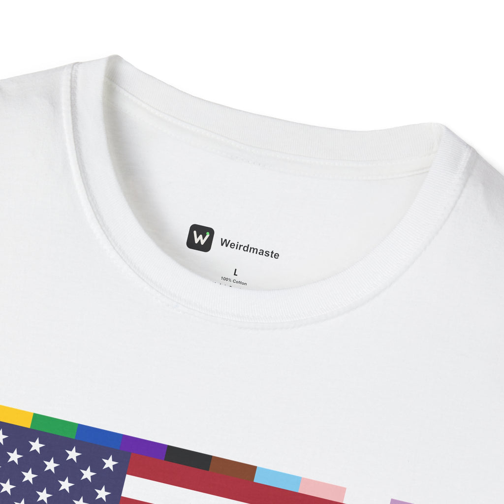 Unisex Tee American Unity Flag | USA Flag T-Shirt, LGBTQ+ Pride Diversity Inclusion