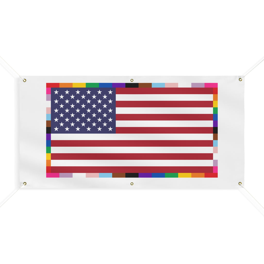 Pride Colors American Flag Matte Banner