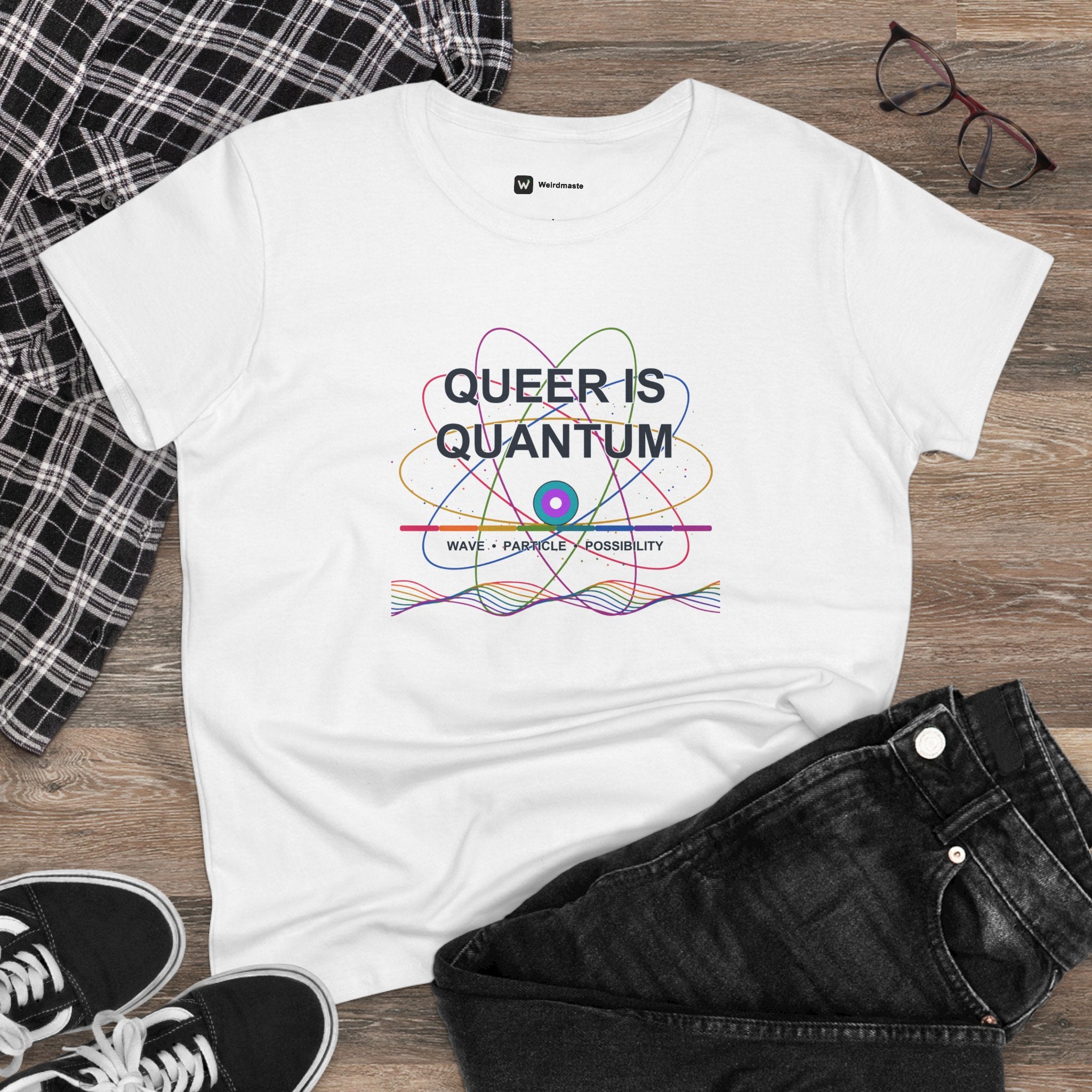 Women's Cotton Tee - Queer is Quantum- LGBTQ+ Pride Diversity Inclusion
