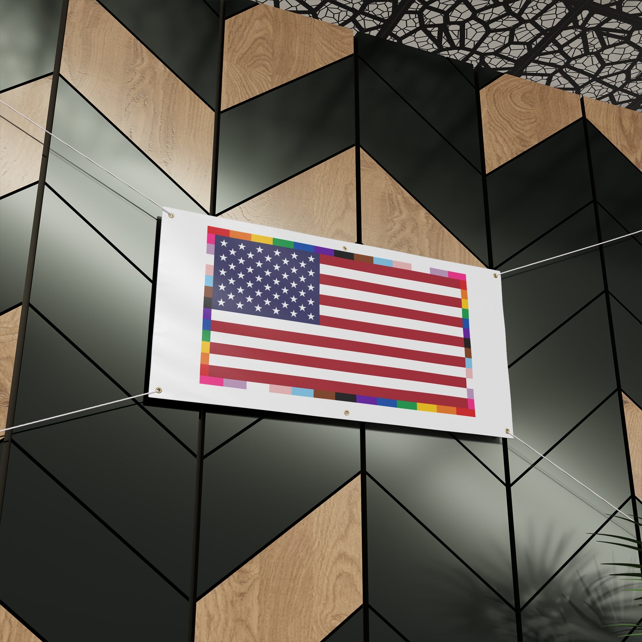 Pride Colors American Flag Matte Banner