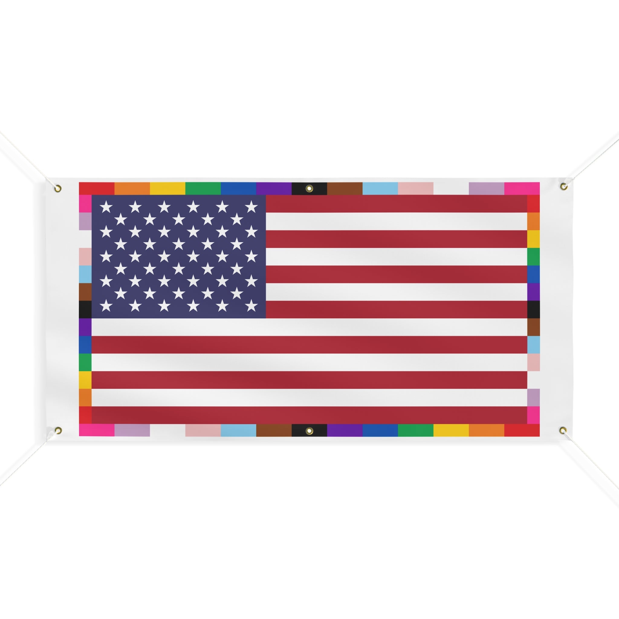 American Unity Flag Matte Banner - USA Patriotic LGBTQ+ Pride