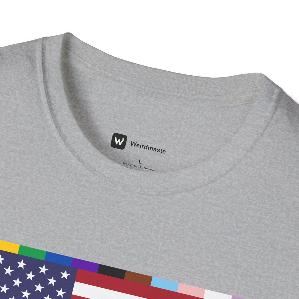 Unisex Tee American Unity Flag | USA Flag T-Shirt, LGBTQ+ Pride Diversity Inclusion