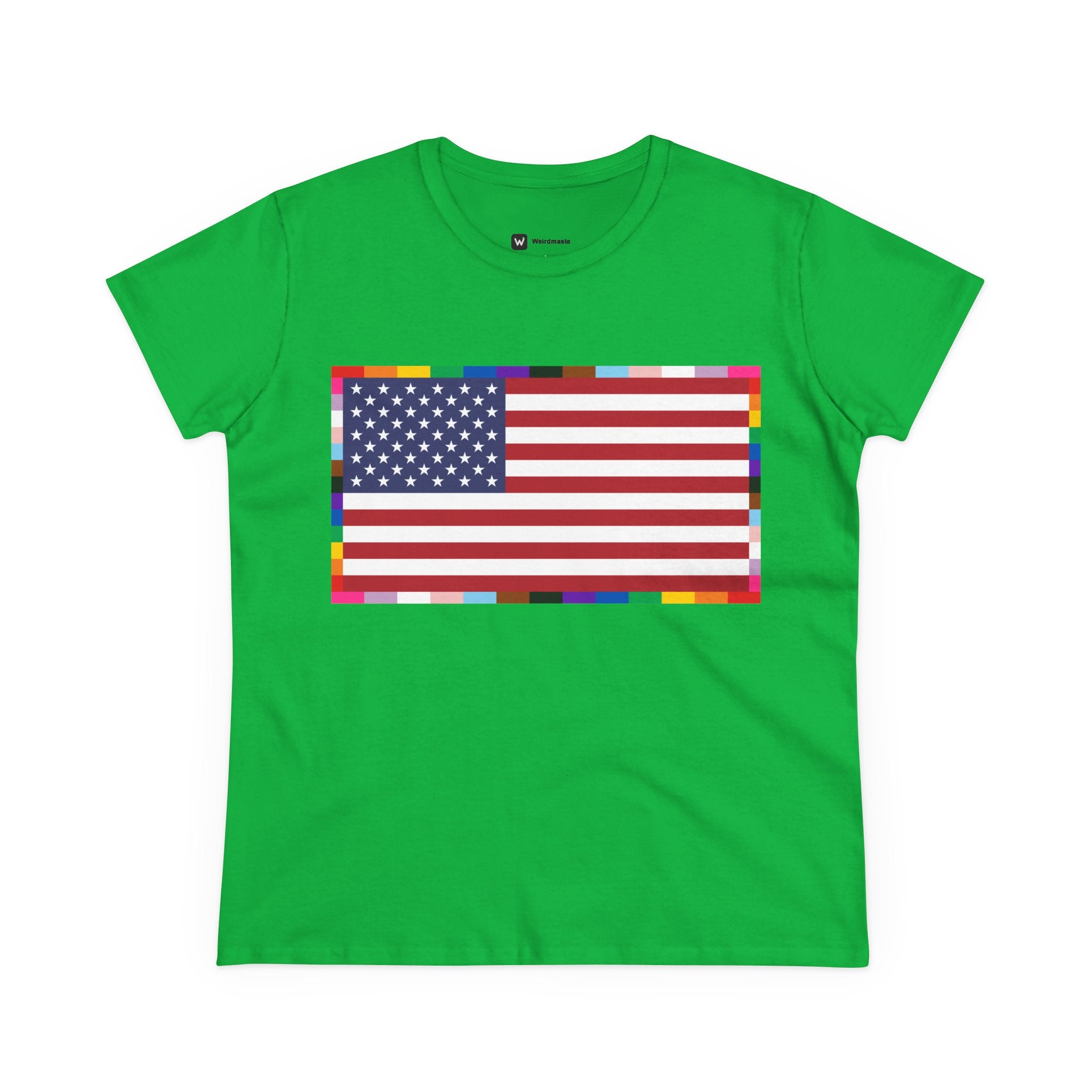 Women's American Unity Flag Tee | USA Flag T-Shirt, LGBTQ+ Pride Diversity Inclusion