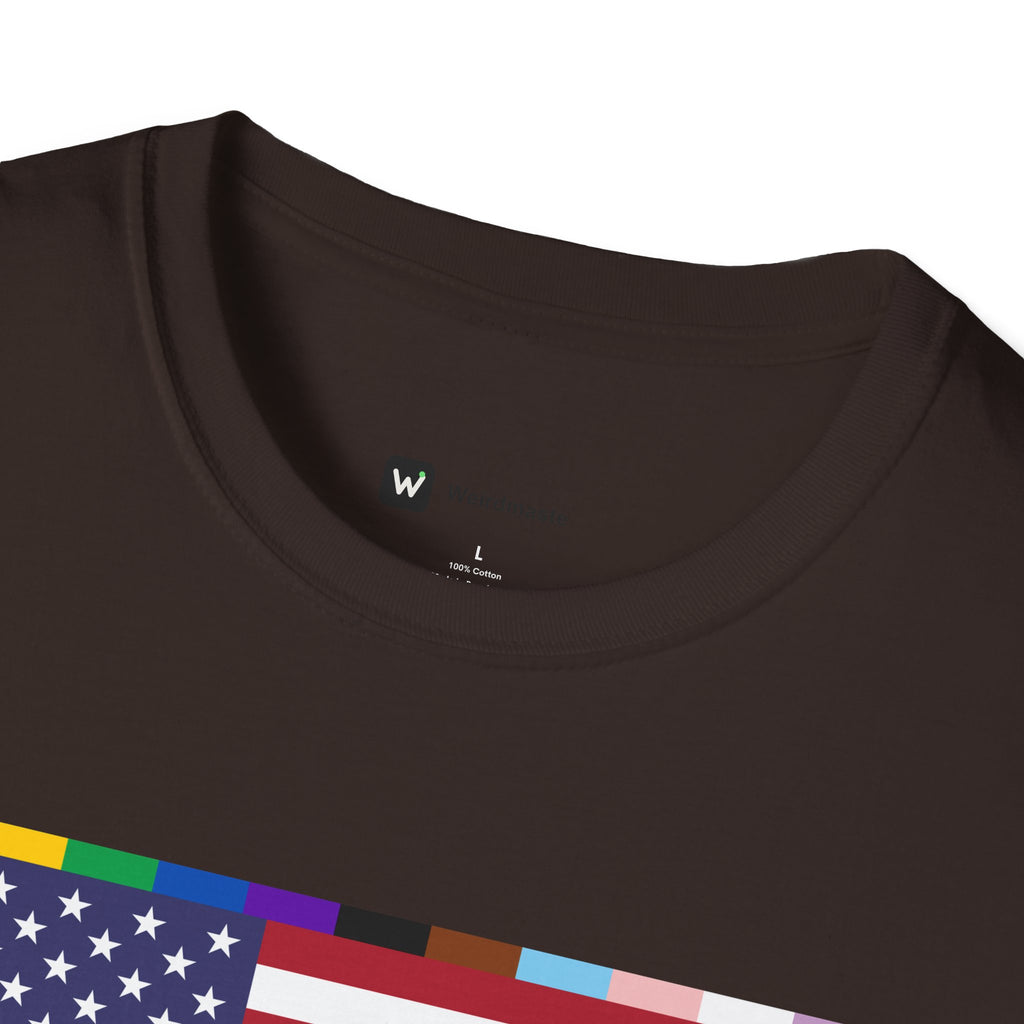 Unisex Tee American Unity Flag | USA Flag T-Shirt, LGBTQ+ Pride Diversity Inclusion