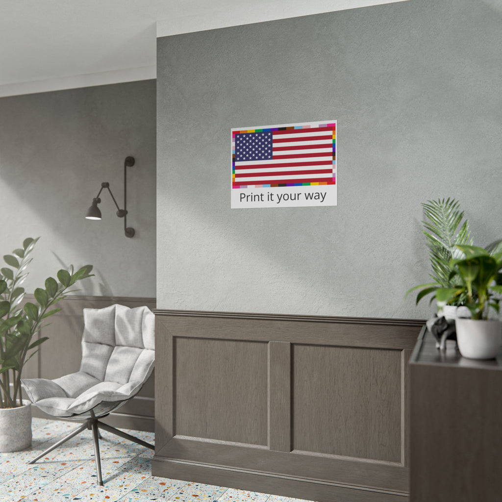 Custom American Unity Flag Poster - | USA Patriotic LGBTQ+ Pride