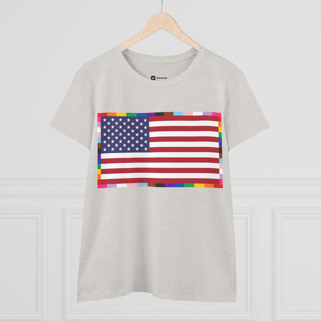 Women's American Unity Flag Tee | USA Flag T-Shirt, LGBTQ+ Pride Diversity Inclusion