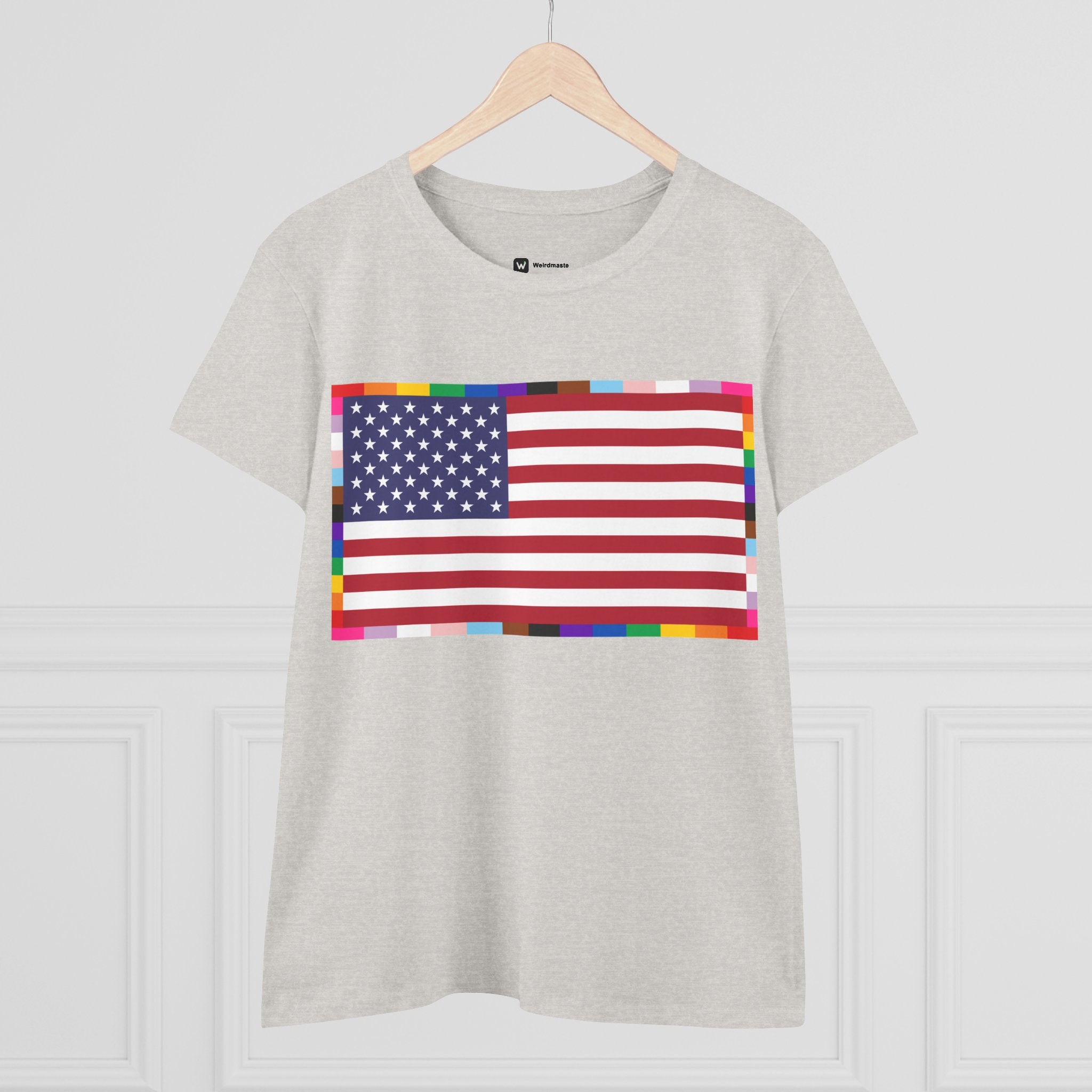 Women's American Unity Flag Tee | USA Flag T-Shirt, LGBTQ+ Pride Diversity Inclusion