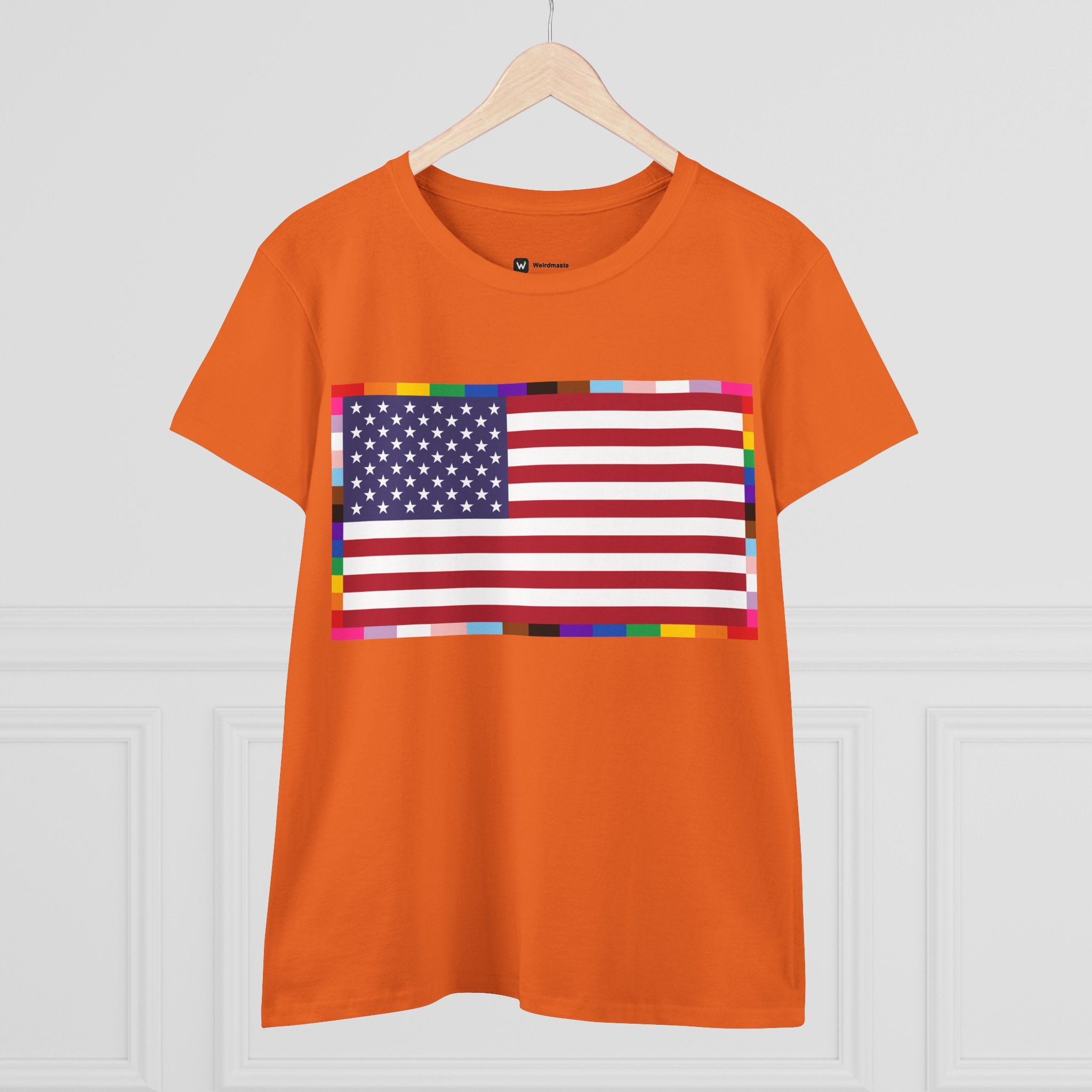 Women's American Unity Flag Tee | USA Flag T-Shirt, LGBTQ+ Pride Diversity Inclusion
