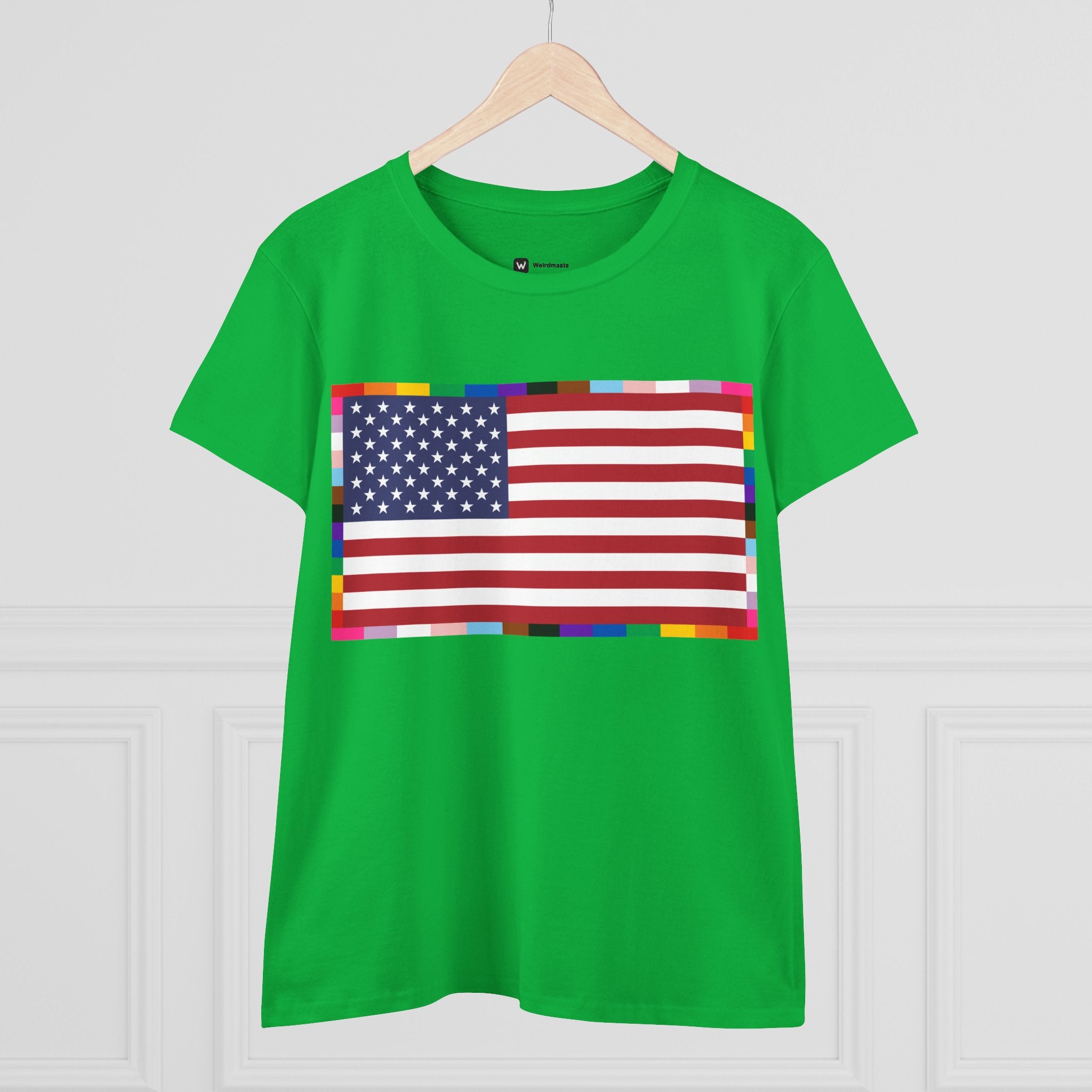 Women's American Unity Flag Tee | USA Flag T-Shirt, LGBTQ+ Pride Diversity Inclusion
