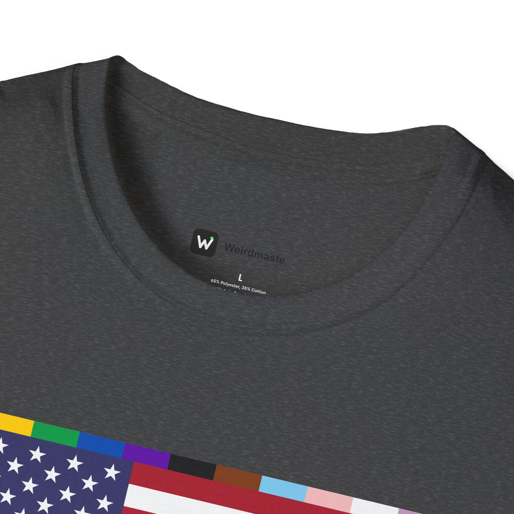 Unisex Tee American Unity Flag | USA Flag T-Shirt, LGBTQ+ Pride Diversity Inclusion