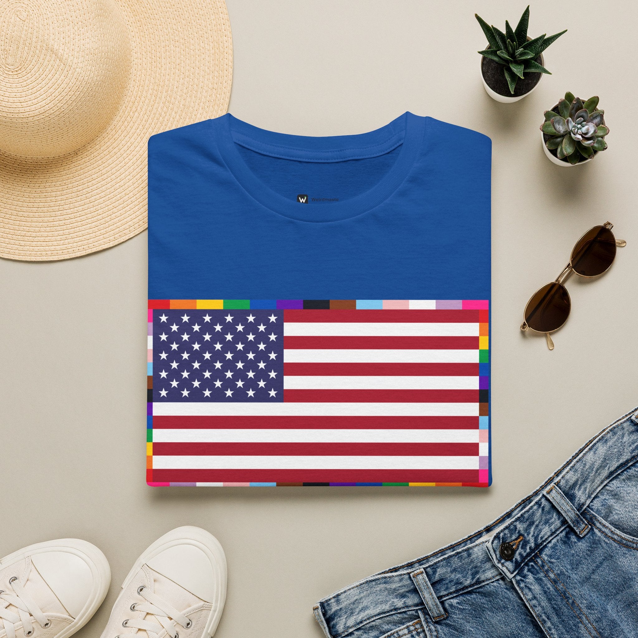 Unisex Tee American Unity Flag | USA Flag T-Shirt, LGBTQ+ Pride Diversity Inclusion