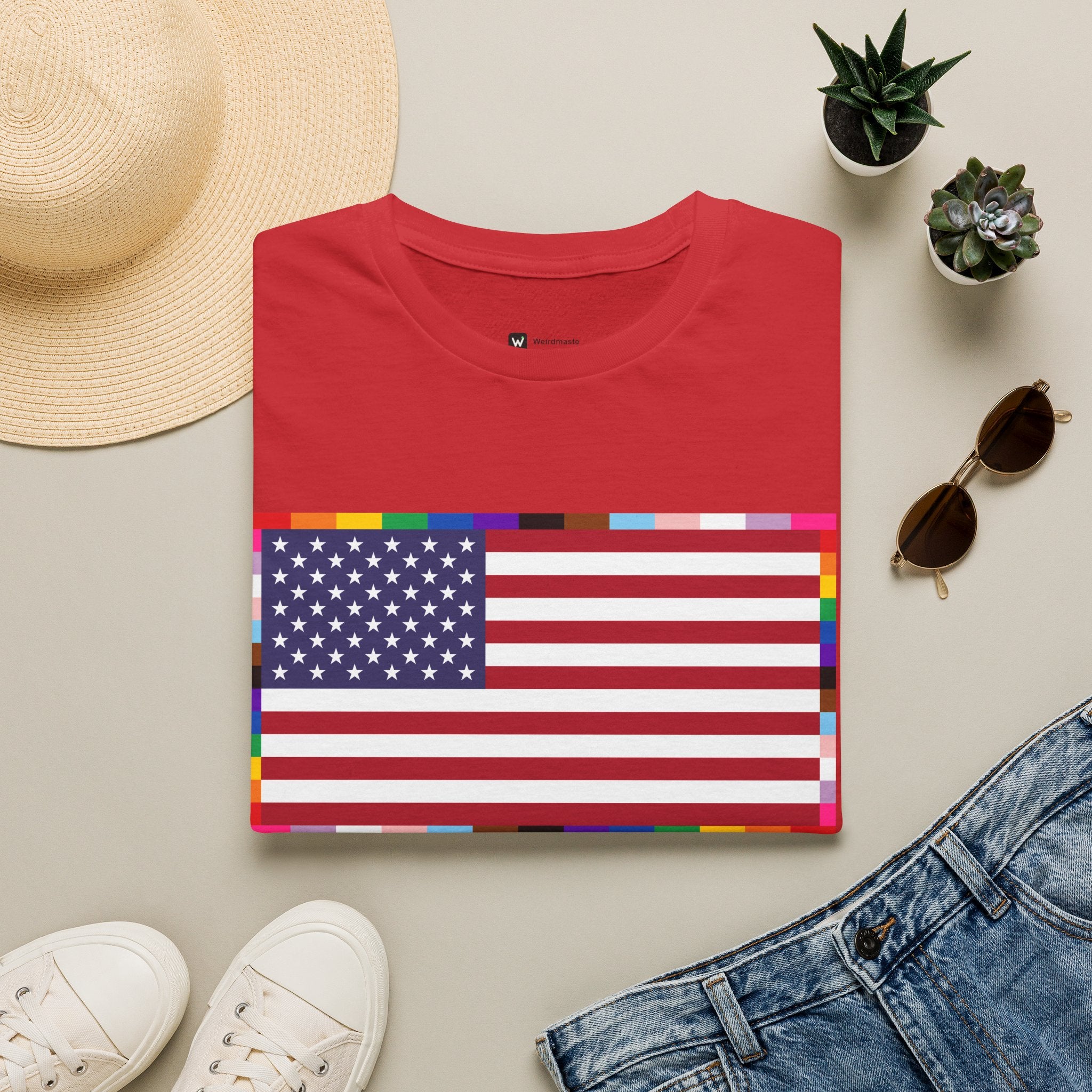 Unisex Tee American Unity Flag | USA Flag T-Shirt, LGBTQ+ Pride Diversity Inclusion
