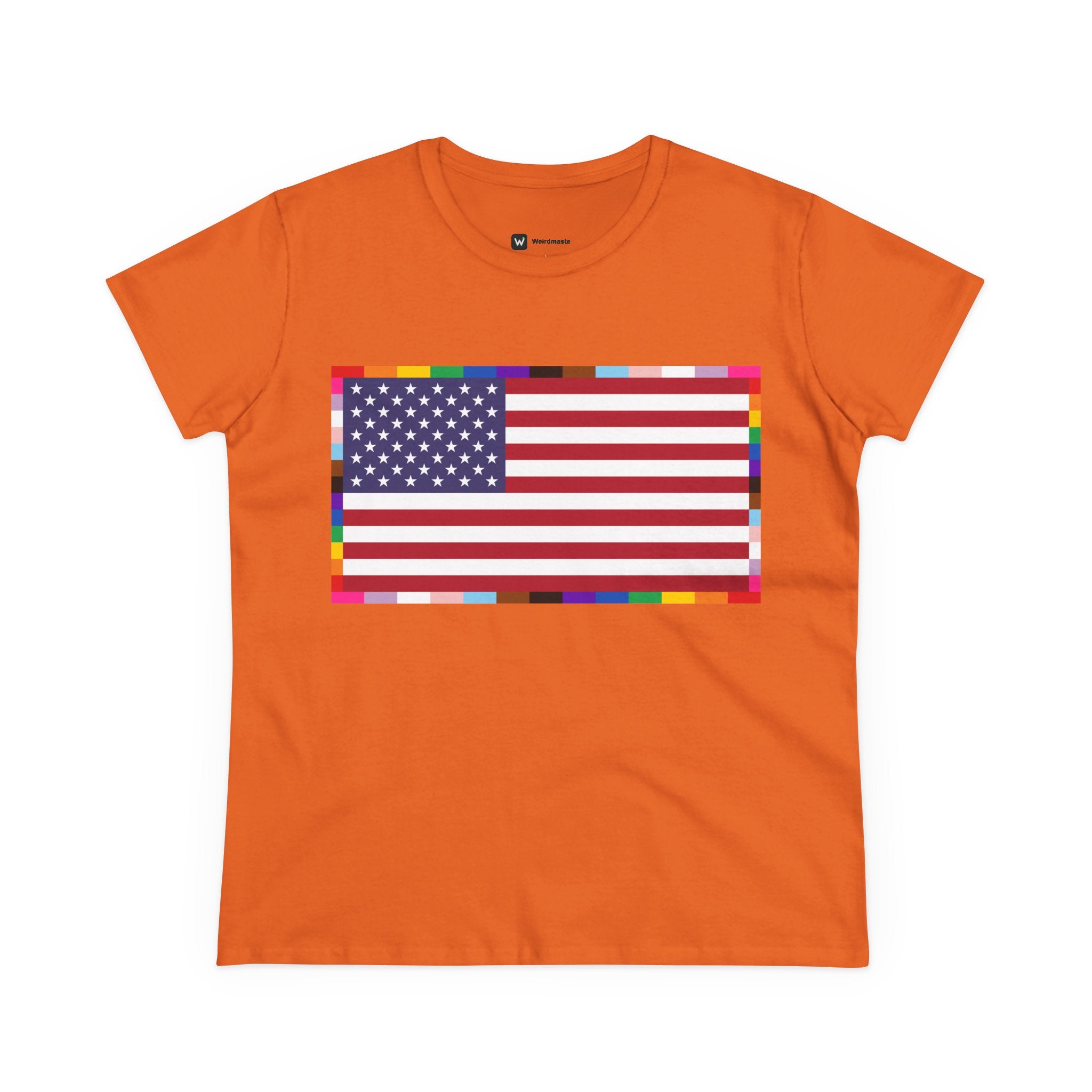 Women's American Unity Flag Tee | USA Flag T-Shirt, LGBTQ+ Pride Diversity Inclusion