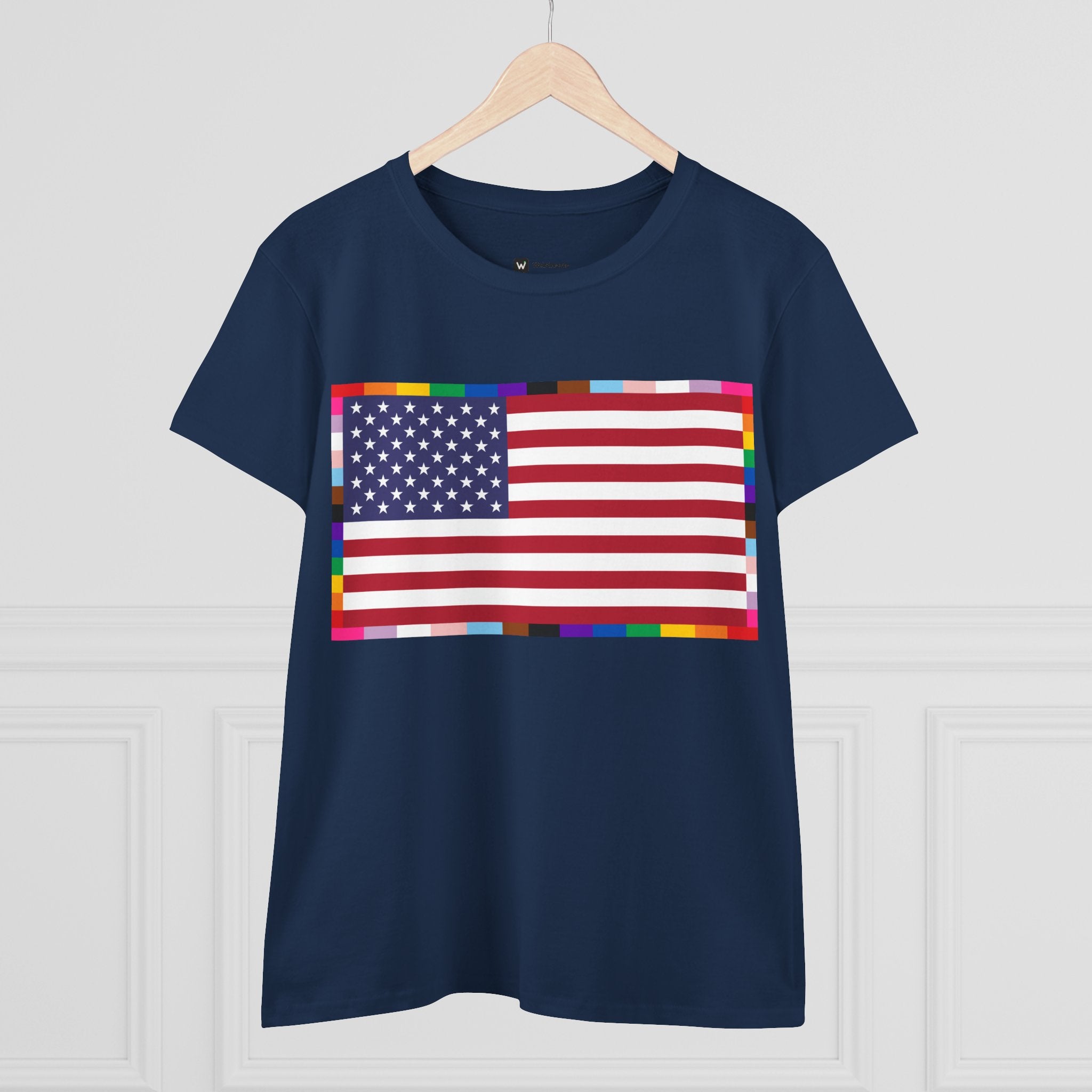 Women's American Unity Flag Tee | USA Flag T-Shirt, LGBTQ+ Pride Diversity Inclusion