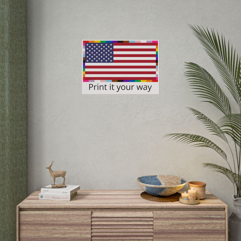 Custom American Unity Flag Poster - | USA Patriotic LGBTQ+ Pride