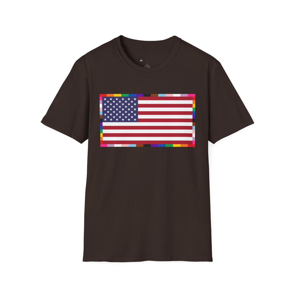 Unisex Tee American Unity Flag | USA Flag T-Shirt, LGBTQ+ Pride Diversity Inclusion