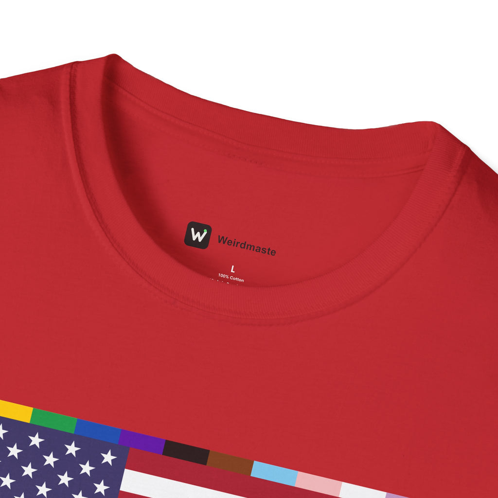 Unisex Tee American Unity Flag | USA Flag T-Shirt, LGBTQ+ Pride Diversity Inclusion