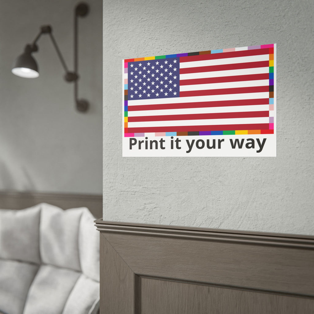 Custom American Unity Flag Poster - | USA Patriotic LGBTQ+ Pride