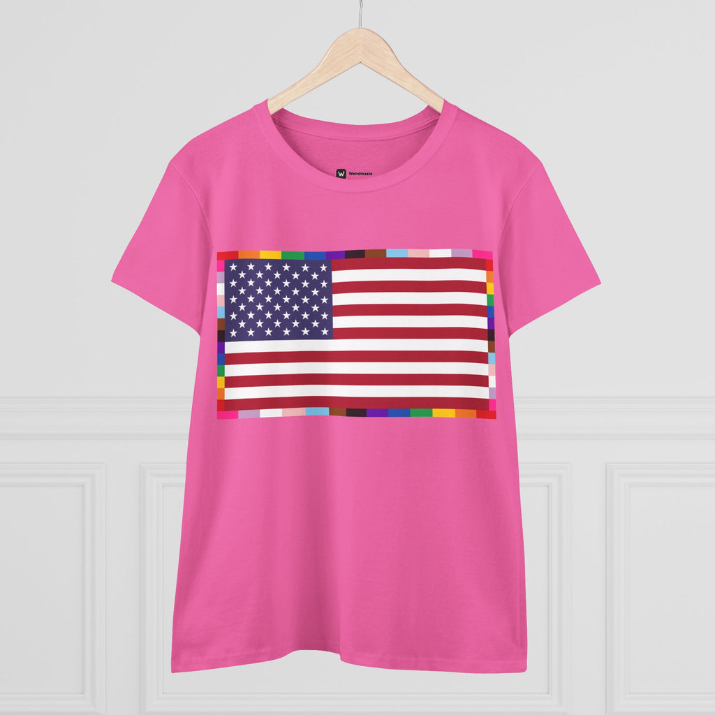 Women's American Unity Flag Tee | USA Flag T-Shirt, LGBTQ+ Pride Diversity Inclusion