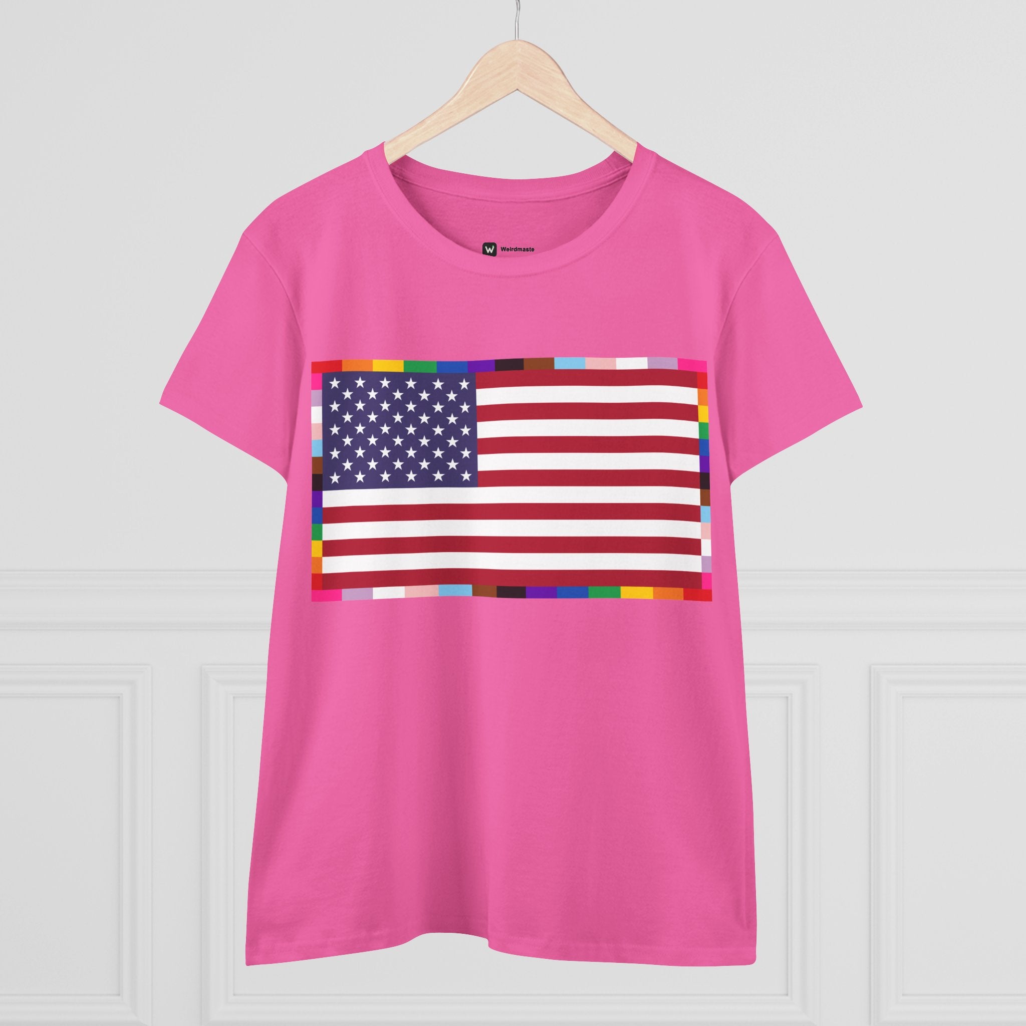 Women's American Unity Flag Tee | USA Flag T-Shirt, LGBTQ+ Pride Diversity Inclusion