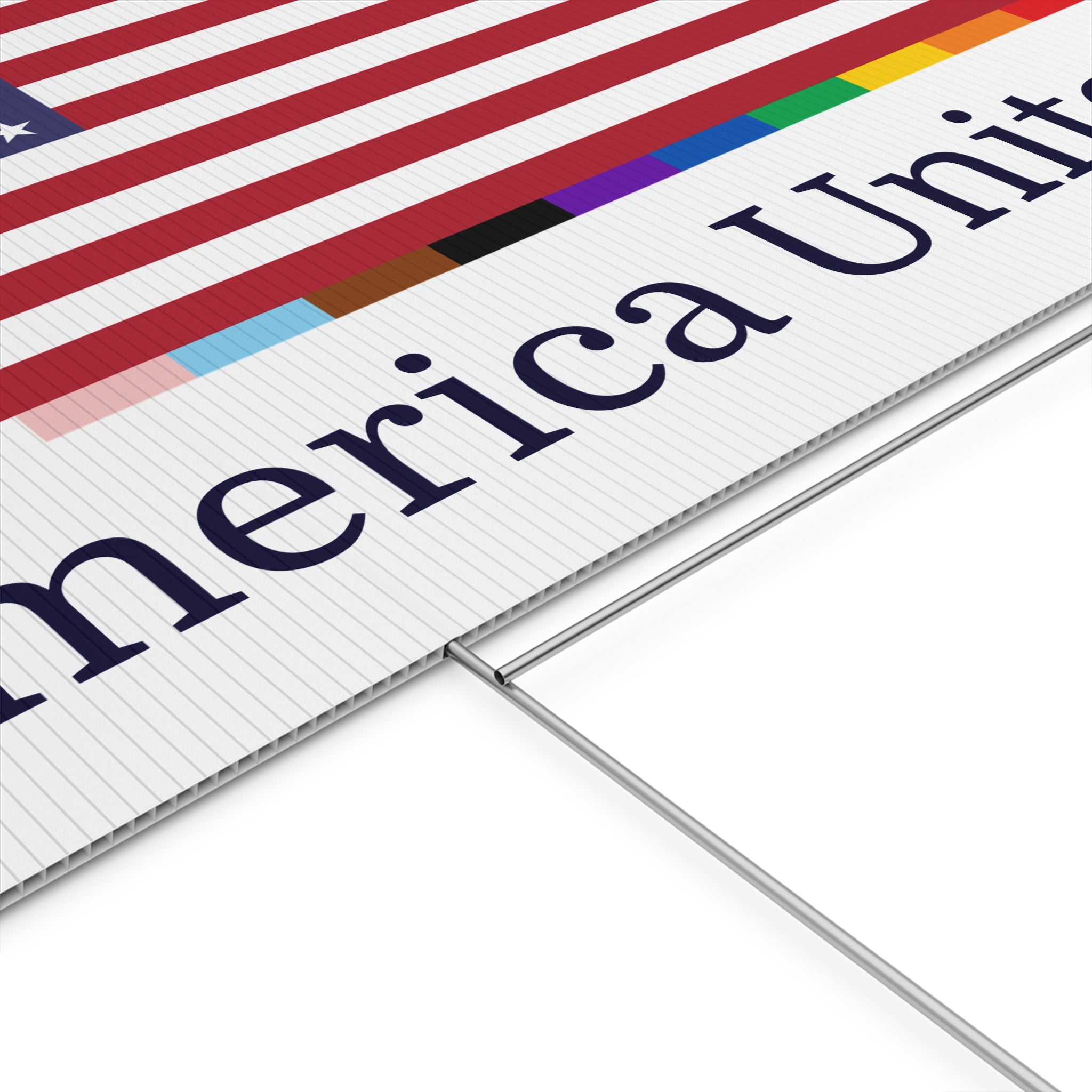'America United' Yard Sign American Unity Flag - LGBTQIA+ Pride Diversity Inclusion