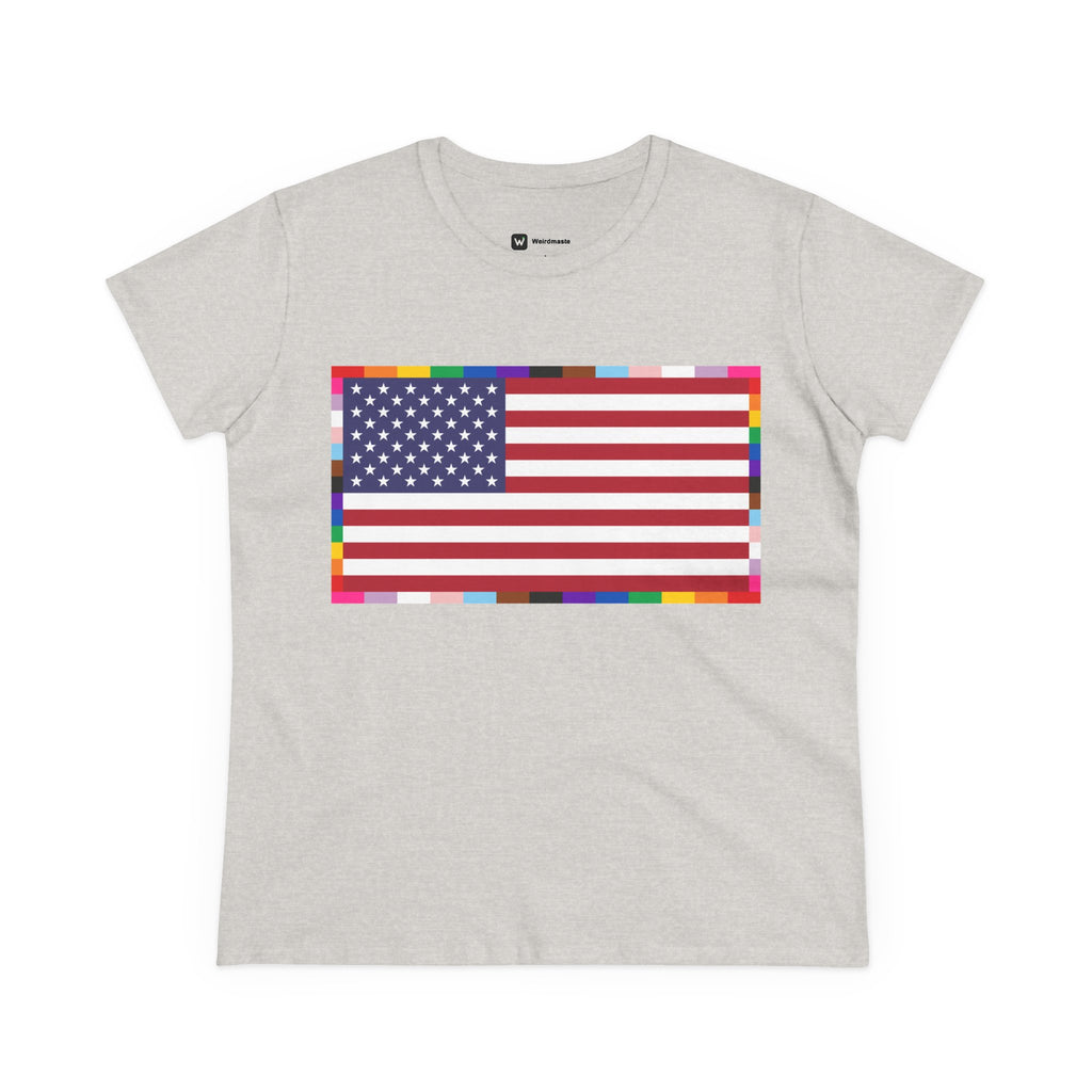 Women's American Unity Flag Tee | USA Flag T-Shirt, LGBTQ+ Pride Diversity Inclusion