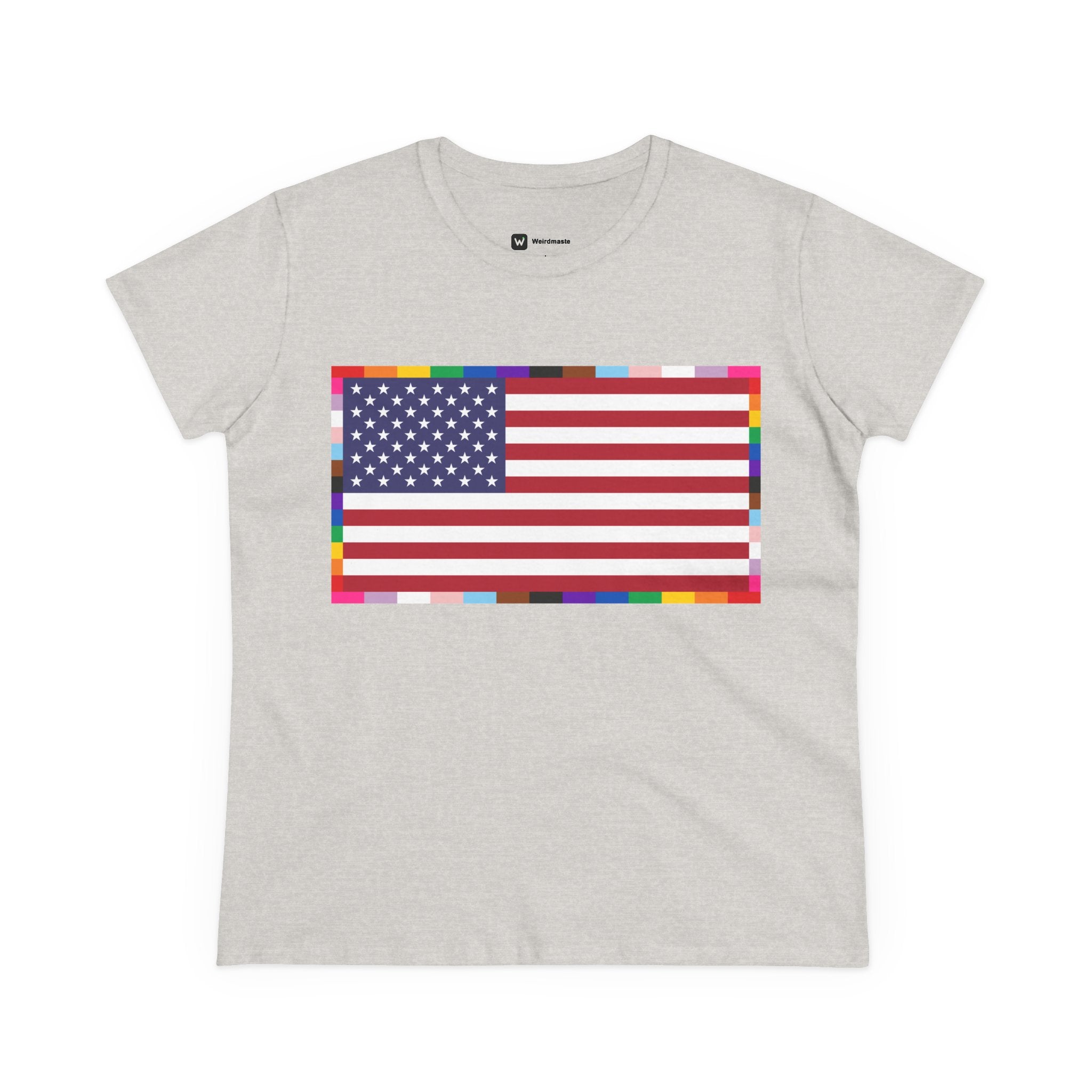 Women's American Unity Flag Tee | USA Flag T-Shirt, LGBTQ+ Pride Diversity Inclusion