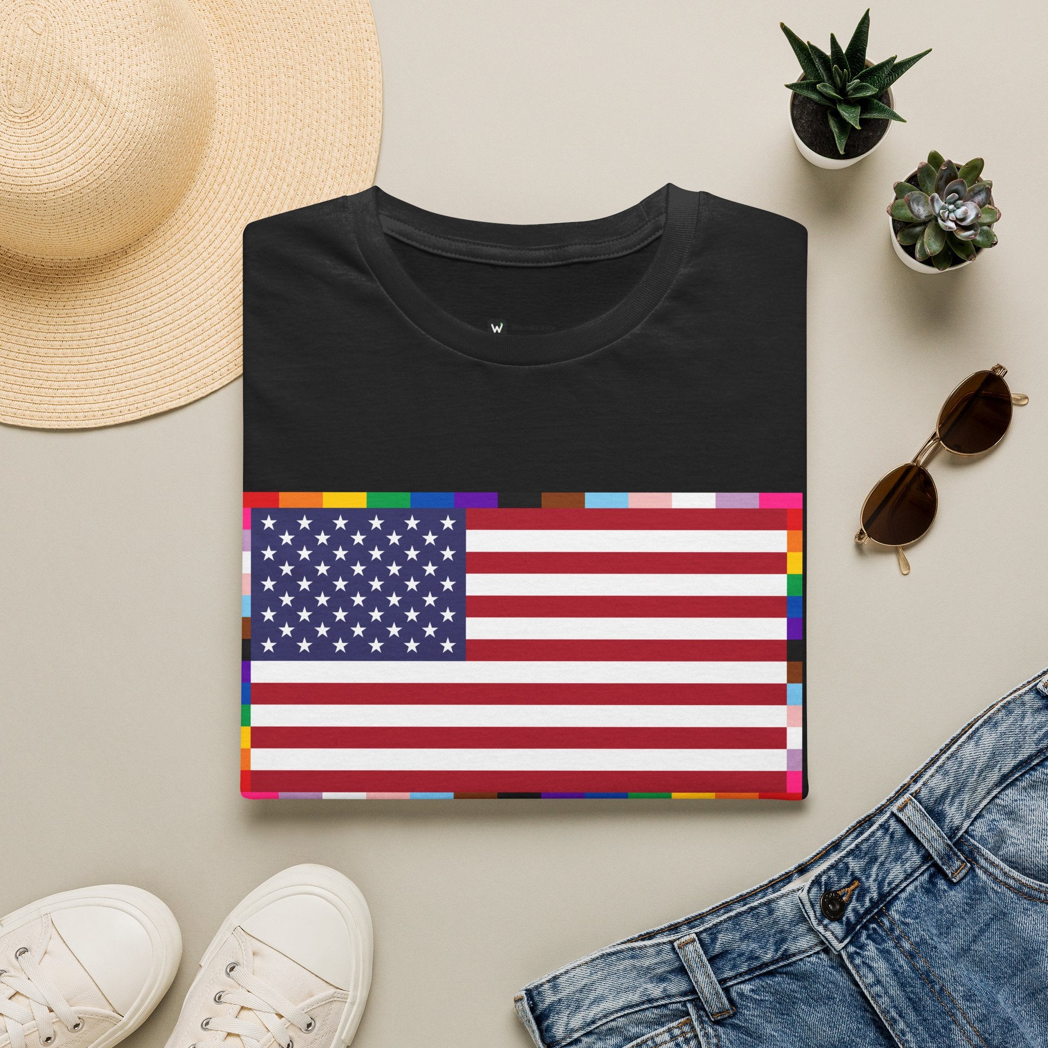 Unisex Tee American Unity Flag | USA Flag T-Shirt, LGBTQ+ Pride Diversity Inclusion