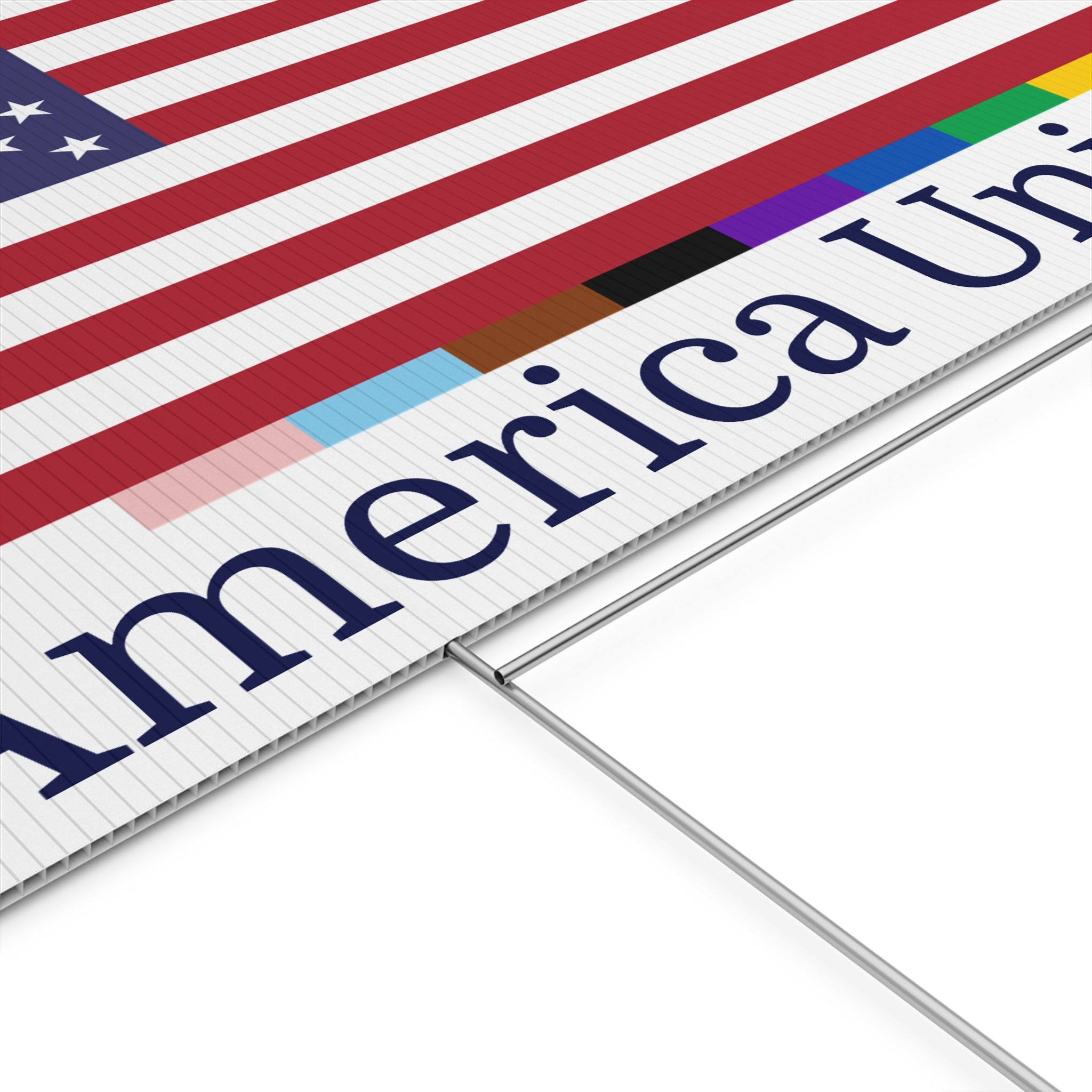 'America United' Yard Sign American Unity Flag - LGBTQIA+ Pride Diversity Inclusion