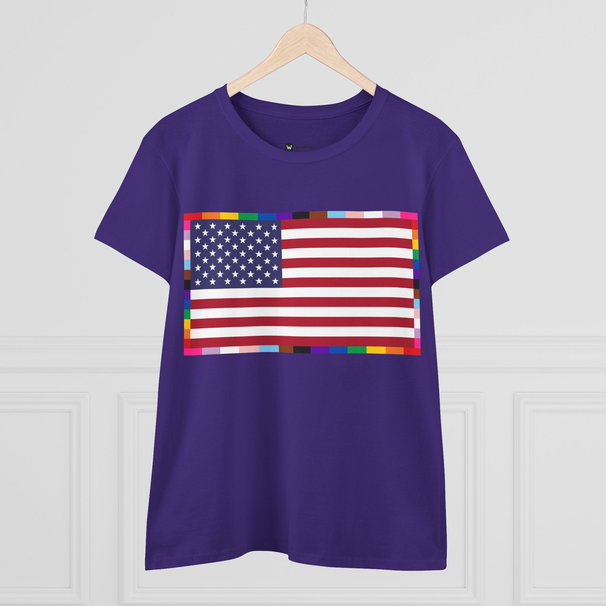 Women's American Unity Flag Tee | USA Flag T-Shirt, LGBTQ+ Pride Diversity Inclusion