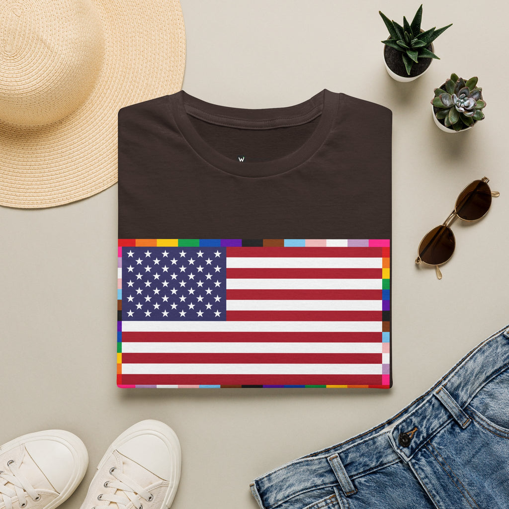 Unisex Tee American Unity Flag | USA Flag T-Shirt, LGBTQ+ Pride Diversity Inclusion
