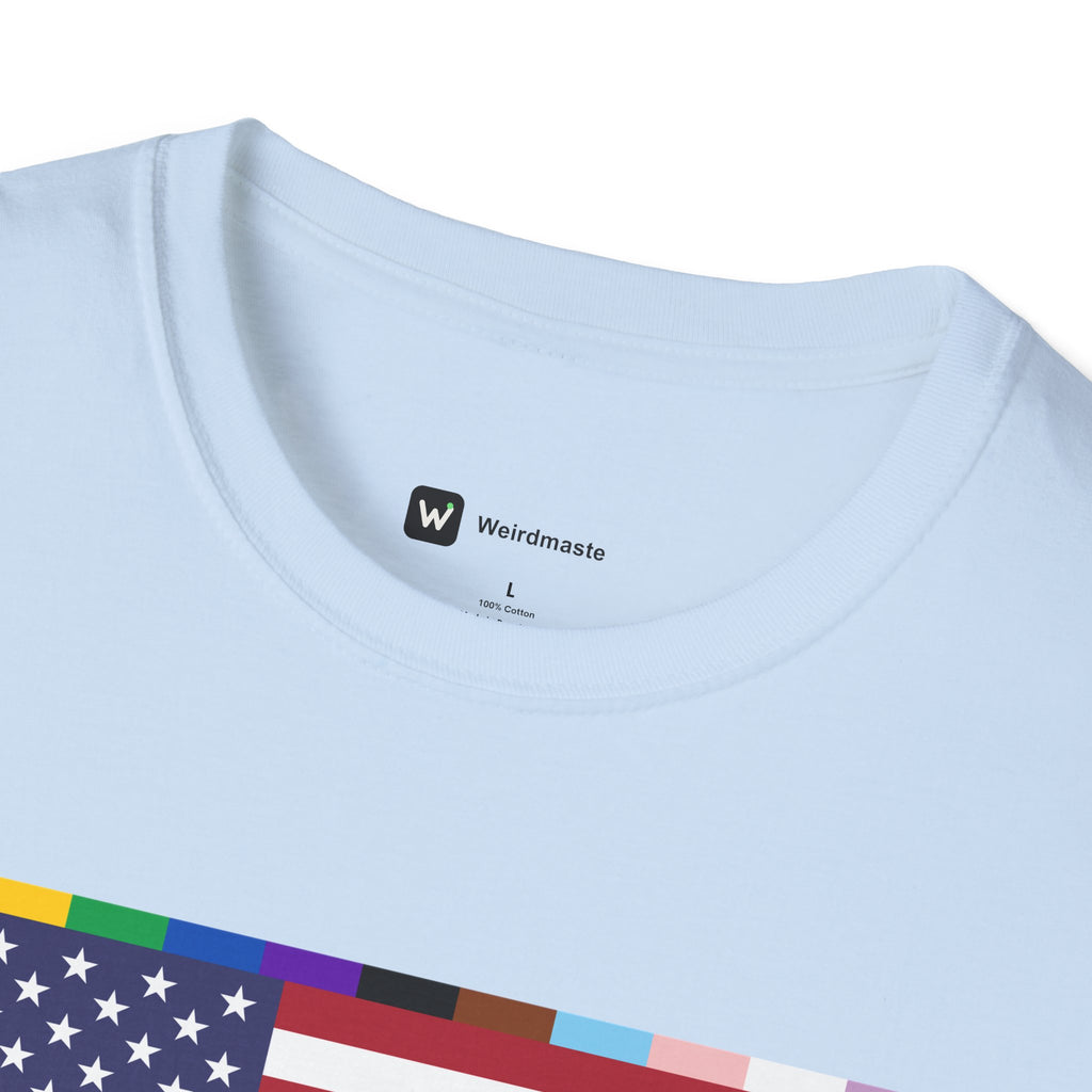 Unisex Tee American Unity Flag | USA Flag T-Shirt, LGBTQ+ Pride Diversity Inclusion