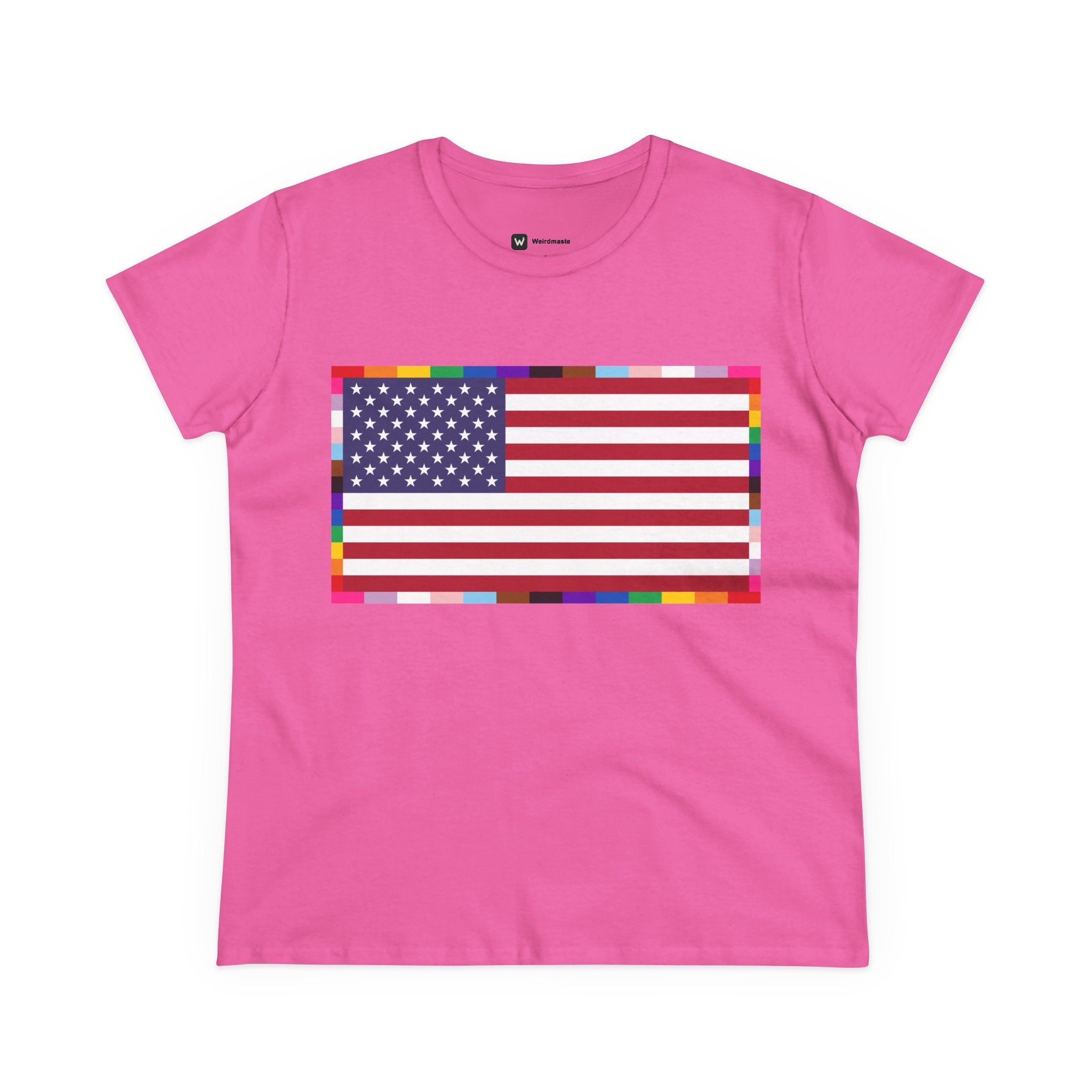 Women's American Unity Flag Tee | USA Flag T-Shirt, LGBTQ+ Pride Diversity Inclusion