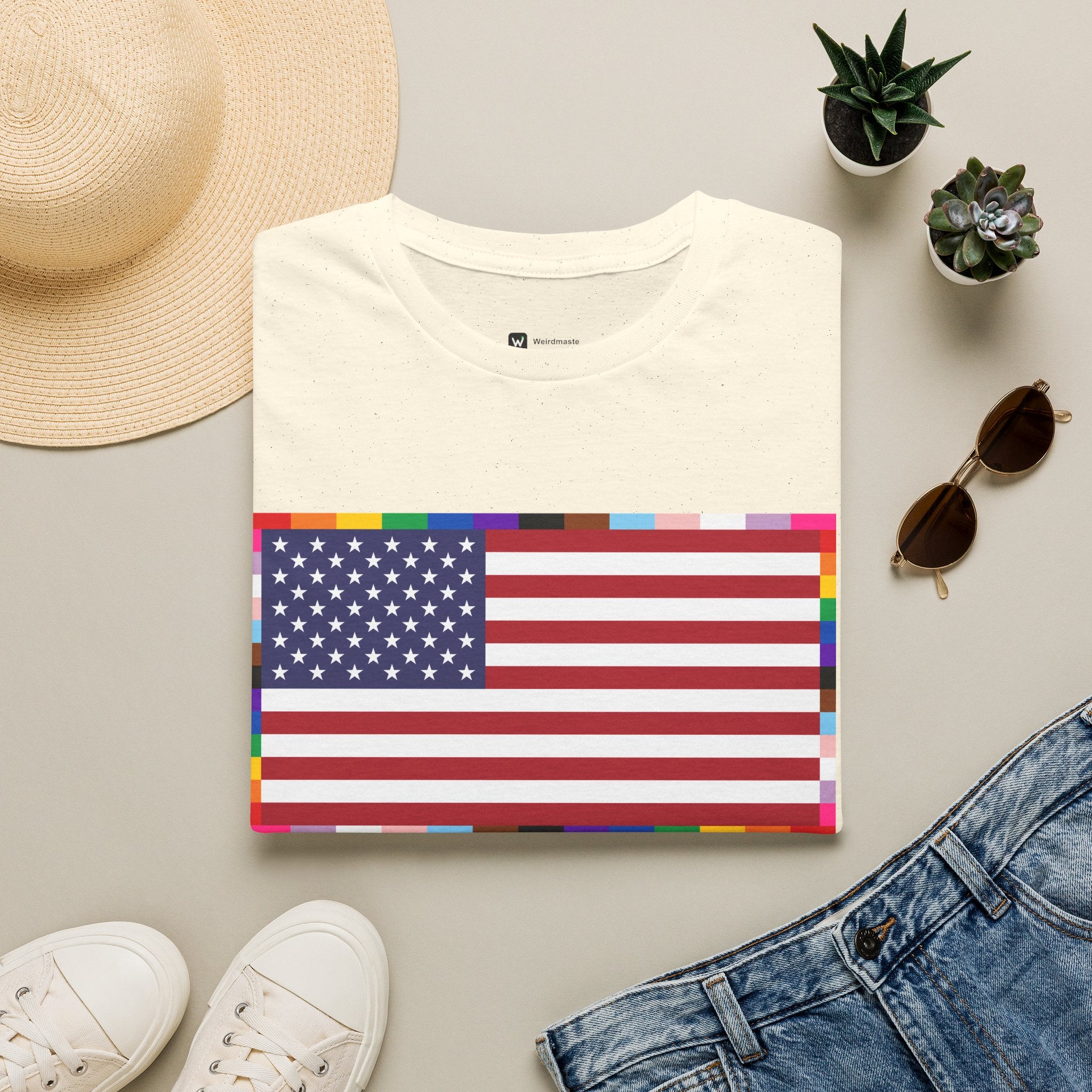 Unisex Tee American Unity Flag | USA Flag T-Shirt, LGBTQ+ Pride Diversity Inclusion