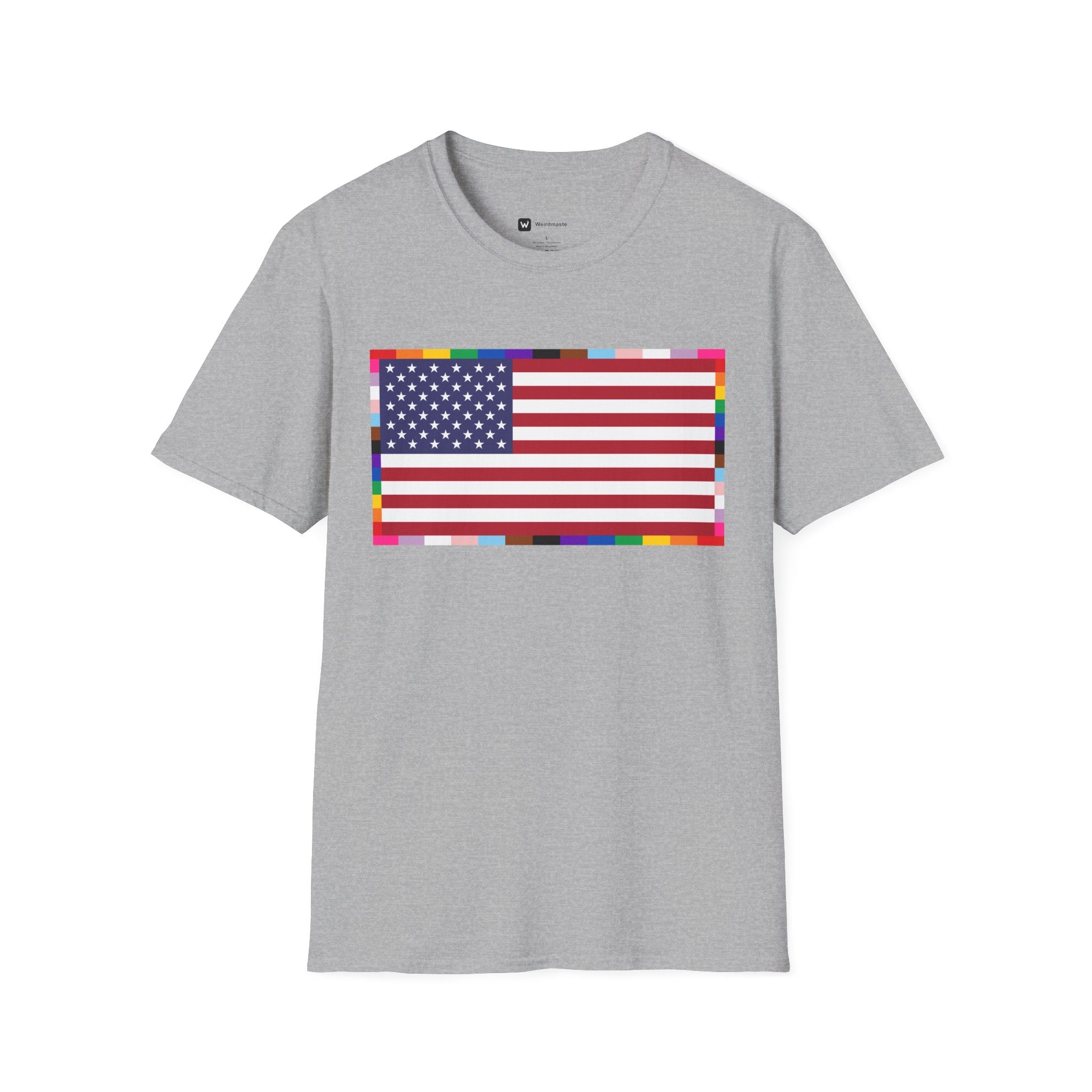 Unisex Tee American Unity Flag | USA Flag T-Shirt, LGBTQ+ Pride Diversity Inclusion