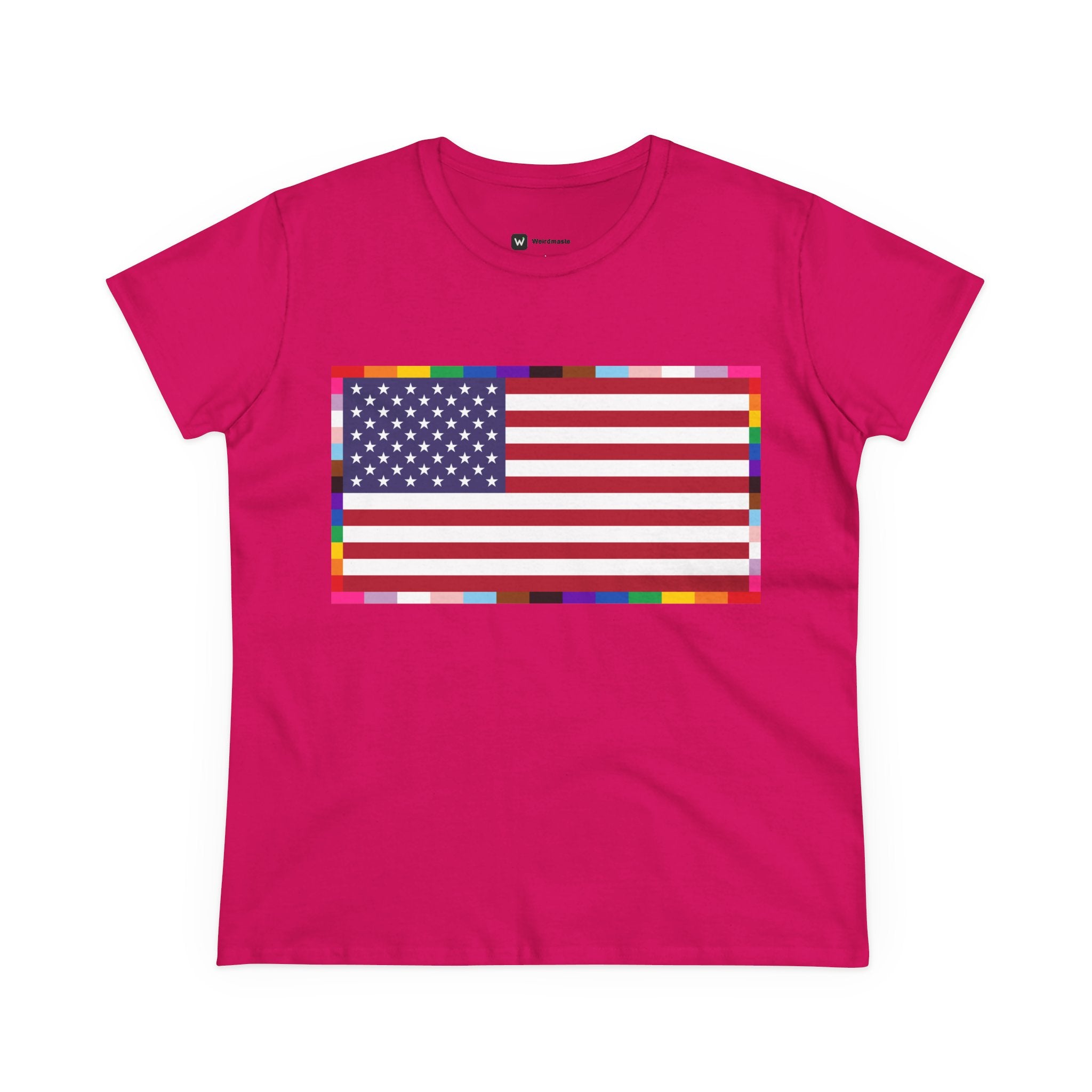 Women's American Unity Flag Tee | USA Flag T-Shirt, LGBTQ+ Pride Diversity Inclusion