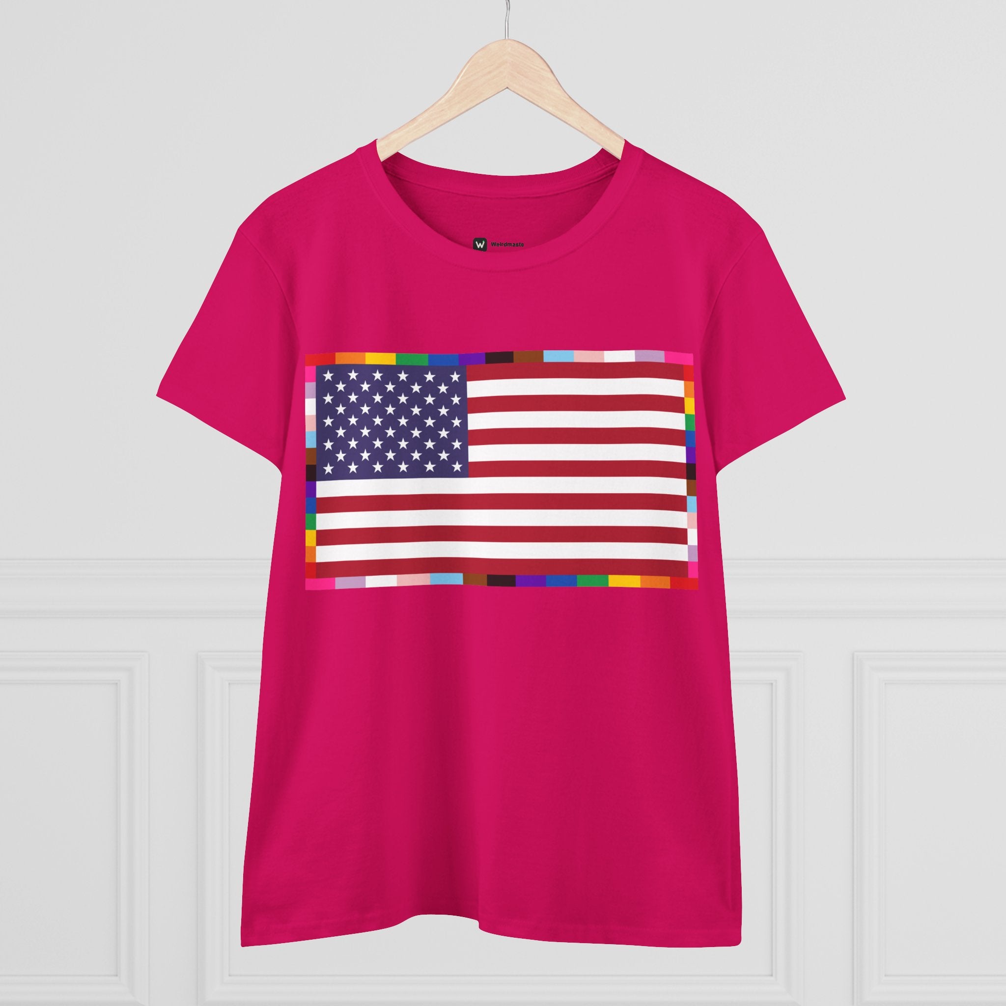 Women's American Unity Flag Tee | USA Flag T-Shirt, LGBTQ+ Pride Diversity Inclusion