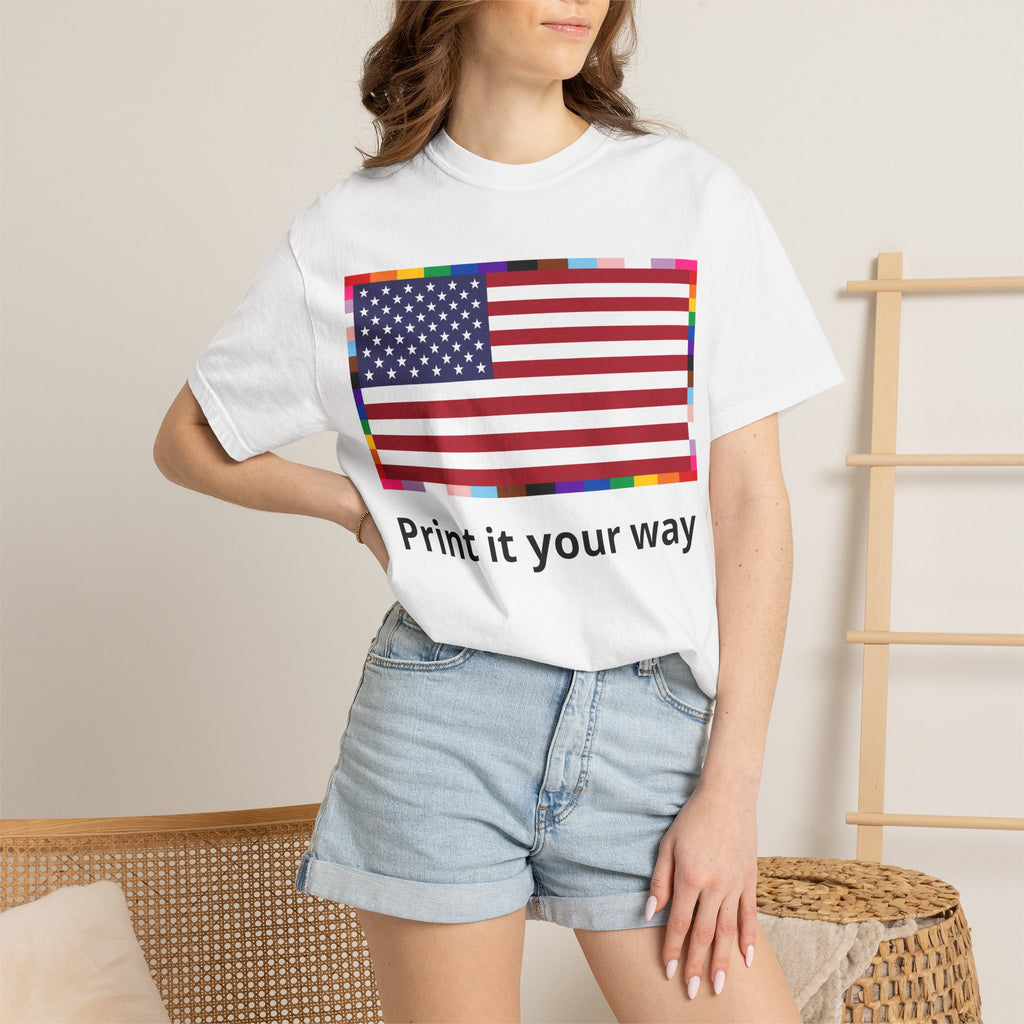 American Flag Graphic T-Shirt — "Print it your way" Patriotic Tee