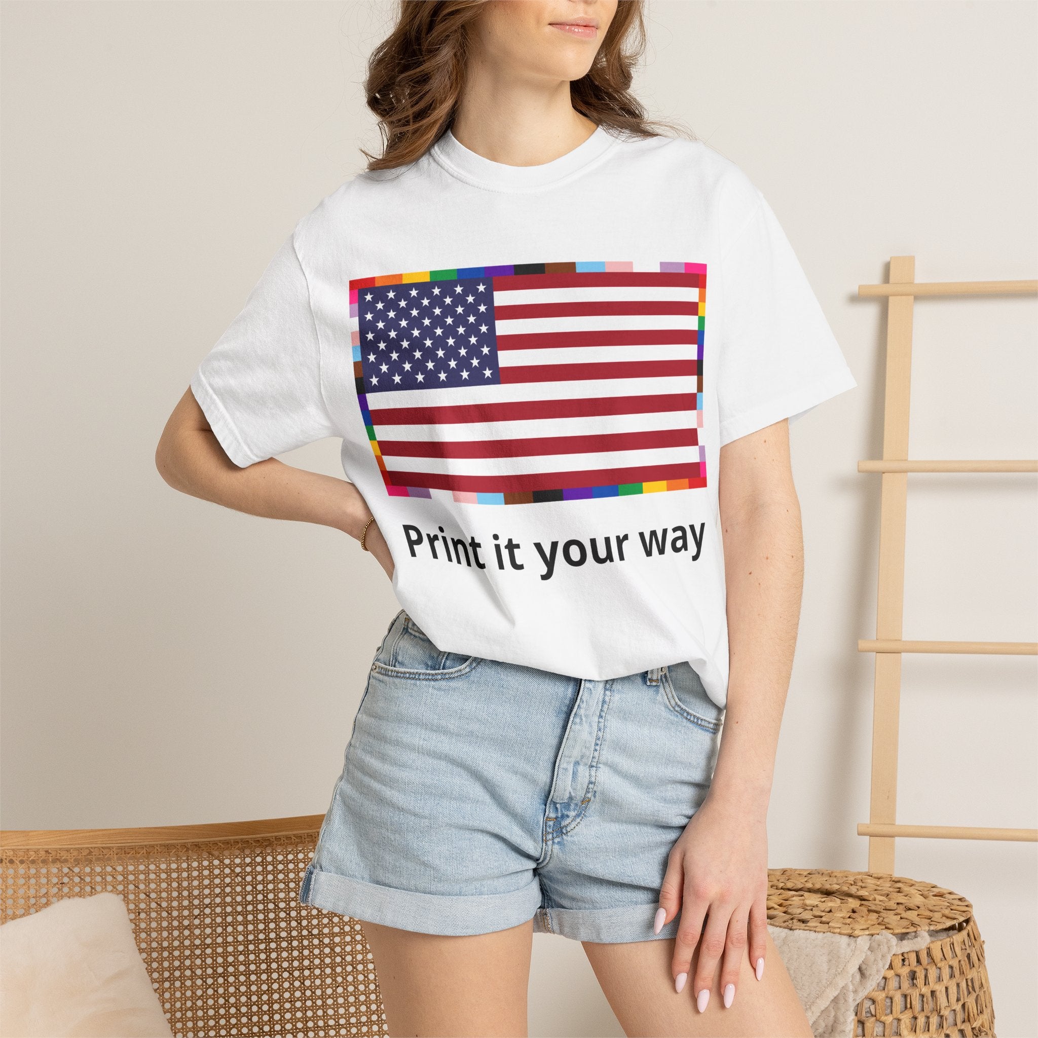 American Flag Graphic T-Shirt — "Print it your way" Patriotic Tee