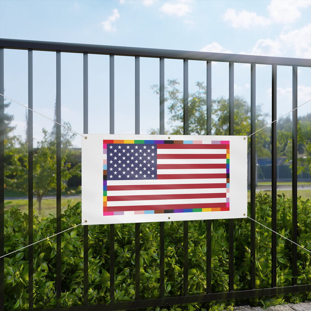 Pride Colors American Flag Matte Banner