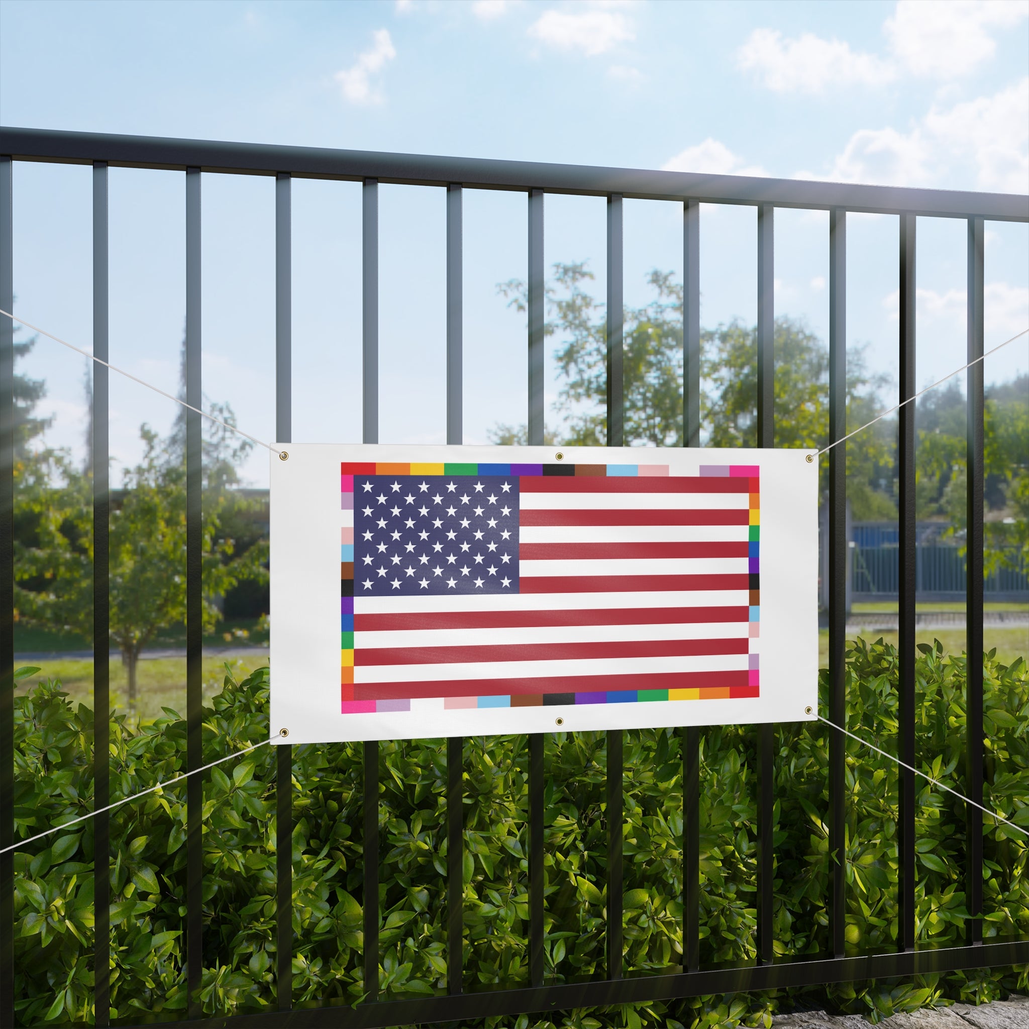 Pride Colors American Flag Matte Banner
