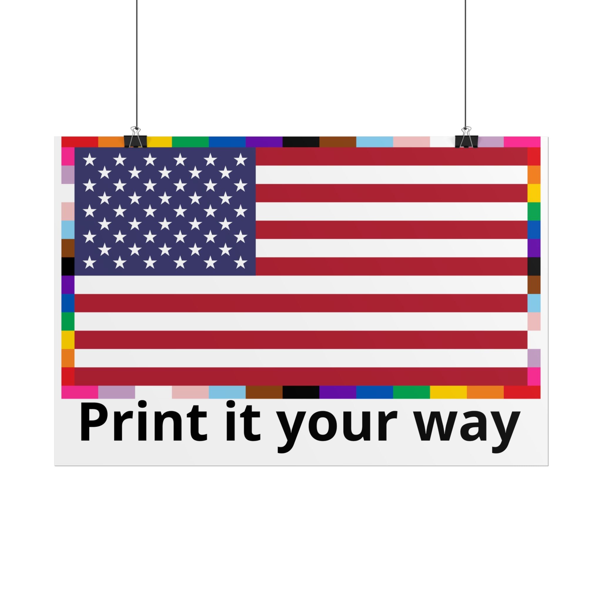 Custom American Unity Flag Poster - | USA Patriotic LGBTQ+ Pride
