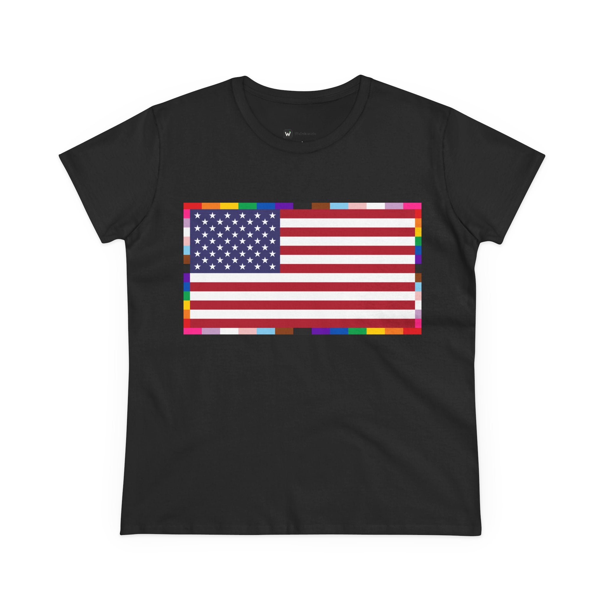 Women's American Unity Flag Tee | USA Flag T-Shirt, LGBTQ+ Pride Diversity Inclusion