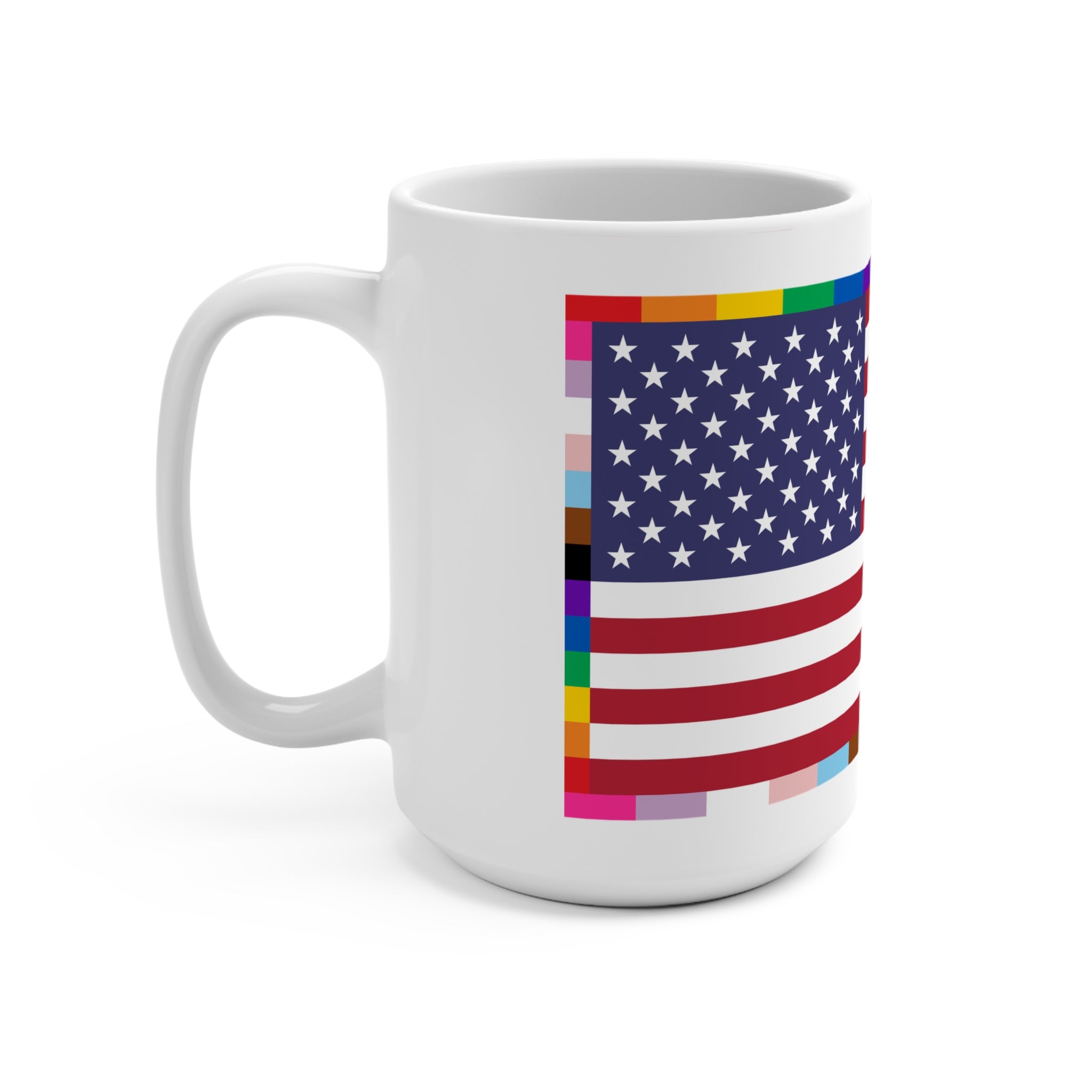 American Unity Flag Mug / Coffee Cup— 15oz USA  LGBTQ+ Pride Diversity Inclusion