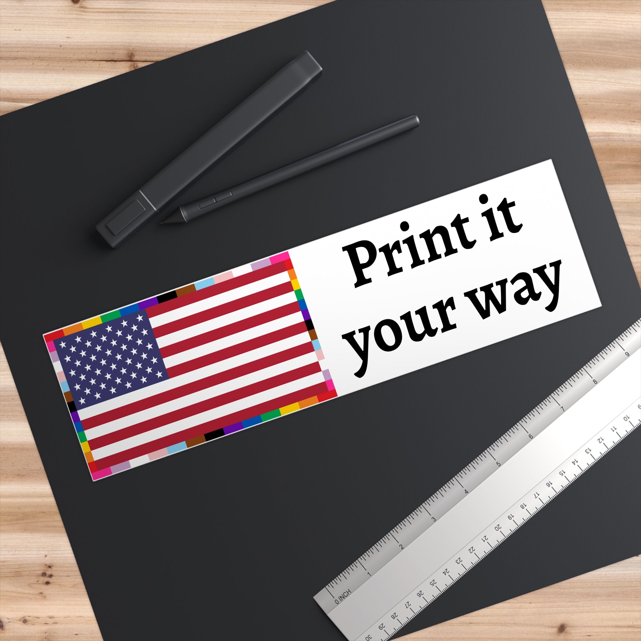American Unity Flag Bumper Sticker —  Custom LGBTQ+ Pride Diversity Inclusion